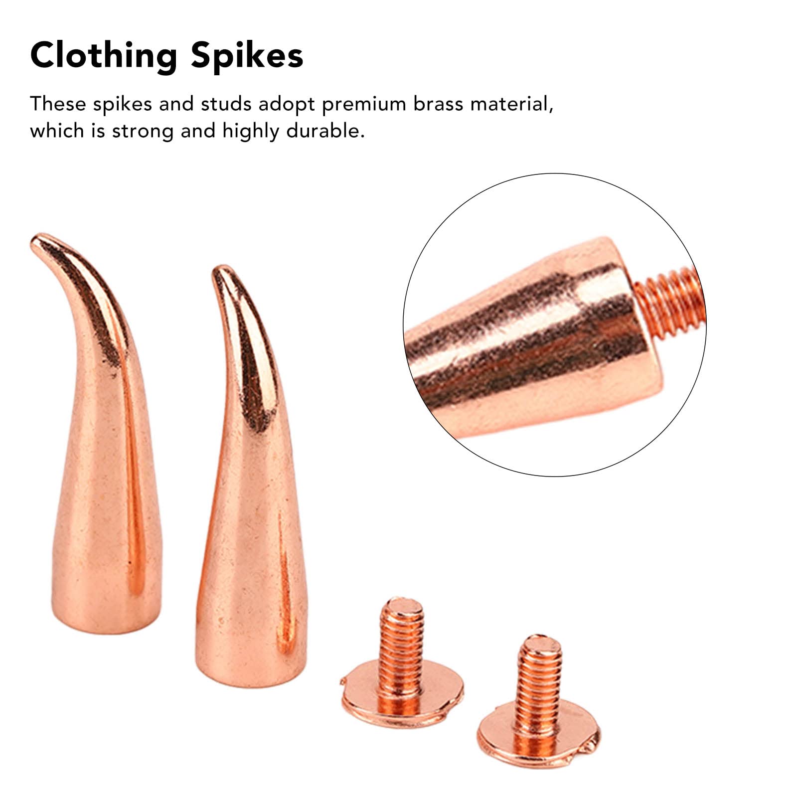 JEOZBM 100 Juegos de Tachuelas y Púas, 7mm, Púas Cónicas, Remaches de Tachuelas, Tornillos de Ropa Chapados en Metal Punk para Cinturones de Cuero, Bolsos y Zapatos(26mm-Oro Rosa)