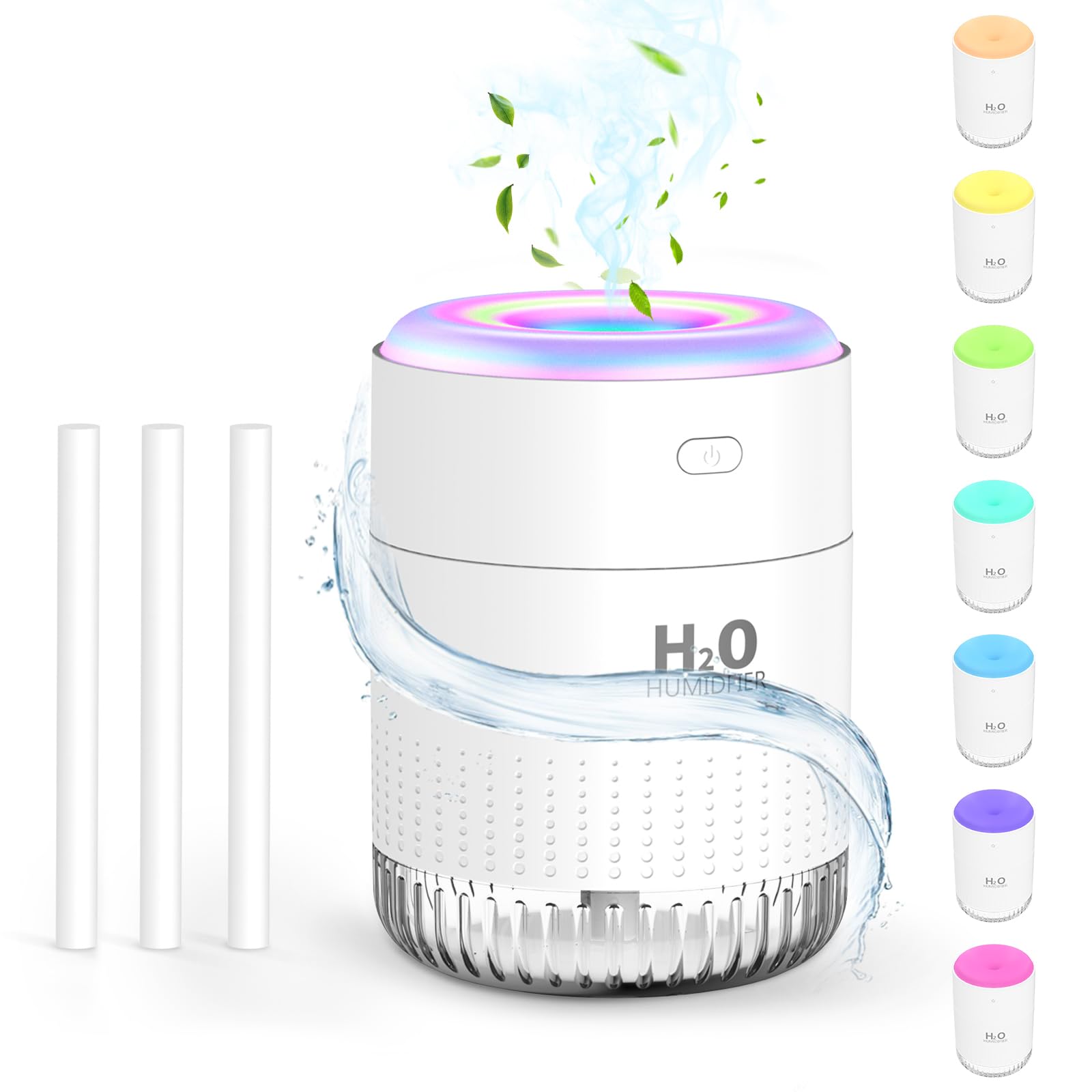 SZO Upgraded 500ML Humidifier for Bedroom with Night Light, Portable Humidifiers for Home ...
