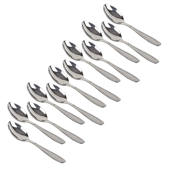 Akshar Utensils Stainless Steel Baby Spoon Set, 12 Piece Combo (Design 4)