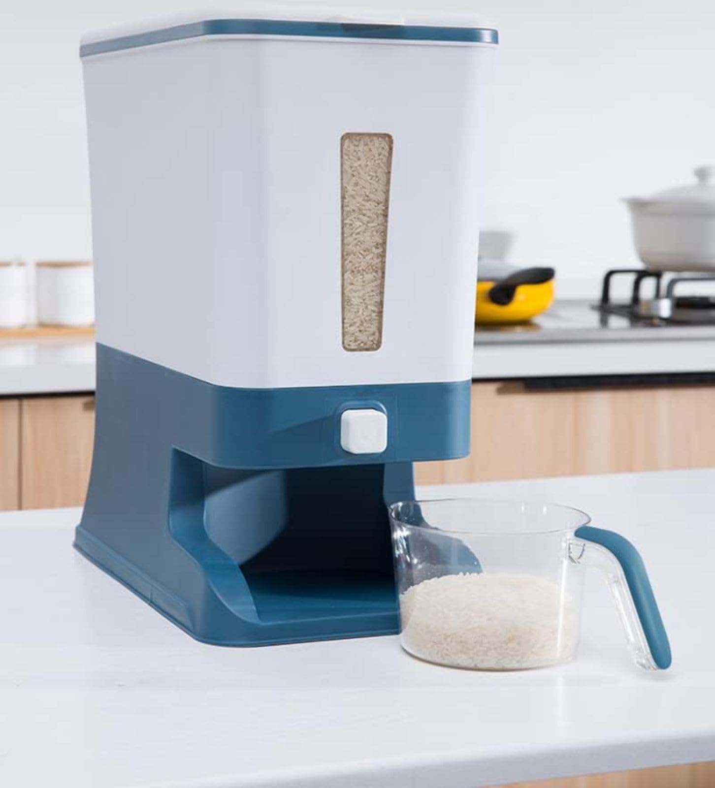 Stylish rice container, rice bucket, storage container, rice storage tank, food storage tank, rice storage container, rice box, large capacity 12kg, automatic measuring storage, storage container, me