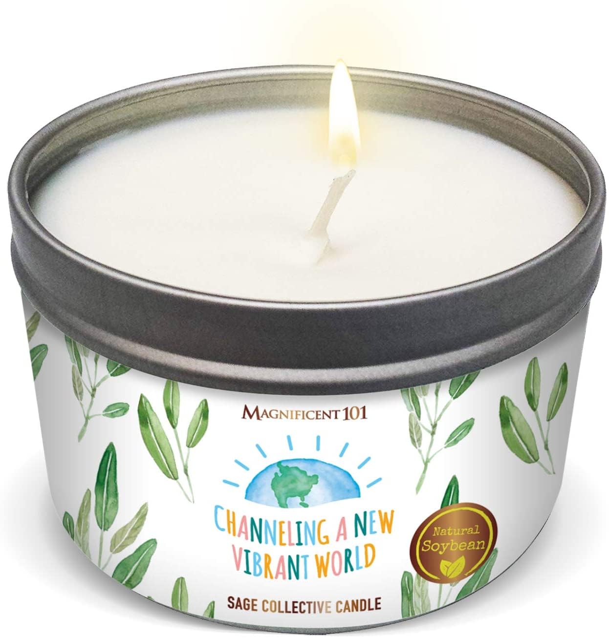 Magnificent 101 Pure White Sage Collective Aromatherapy Candle | 6 Oz - 35-Hour Burn | Made of 100% Soy Wax, Herbs & Essential Oils | Ideal for Meditation, House Energy Cleansing & Manifestation