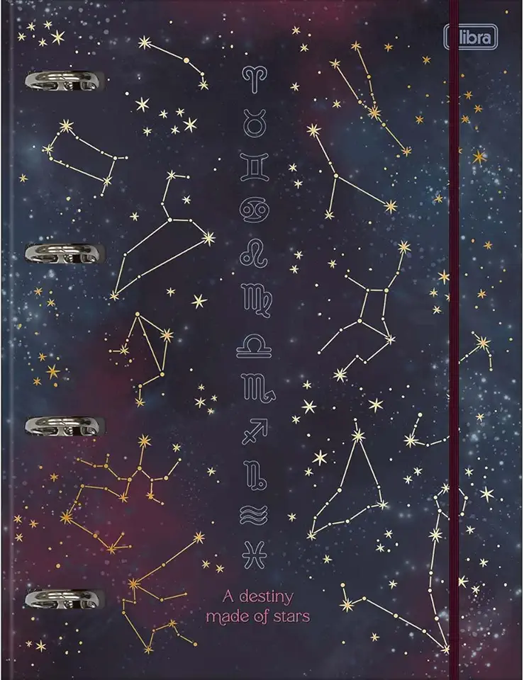 Tilibra - Caderno Argolado Cartonado Universitário com Elástico Magic 80 Folhas, multicolorido - Item sortido: não é possível escolher a capa