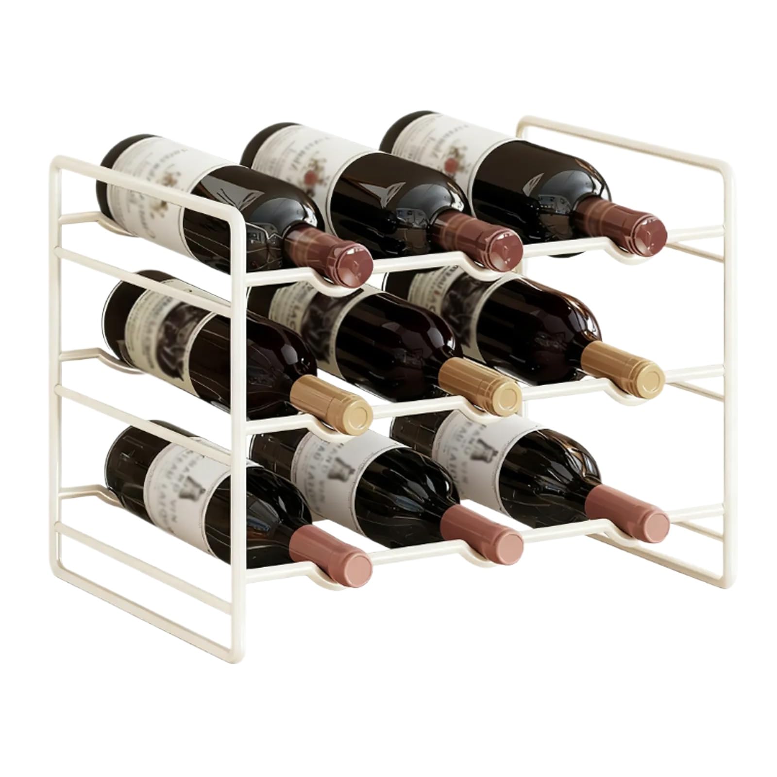 Casier à vin, Conception à 3 Couches, Aucun Assemblage requis, Minimaliste Moderne(White)
