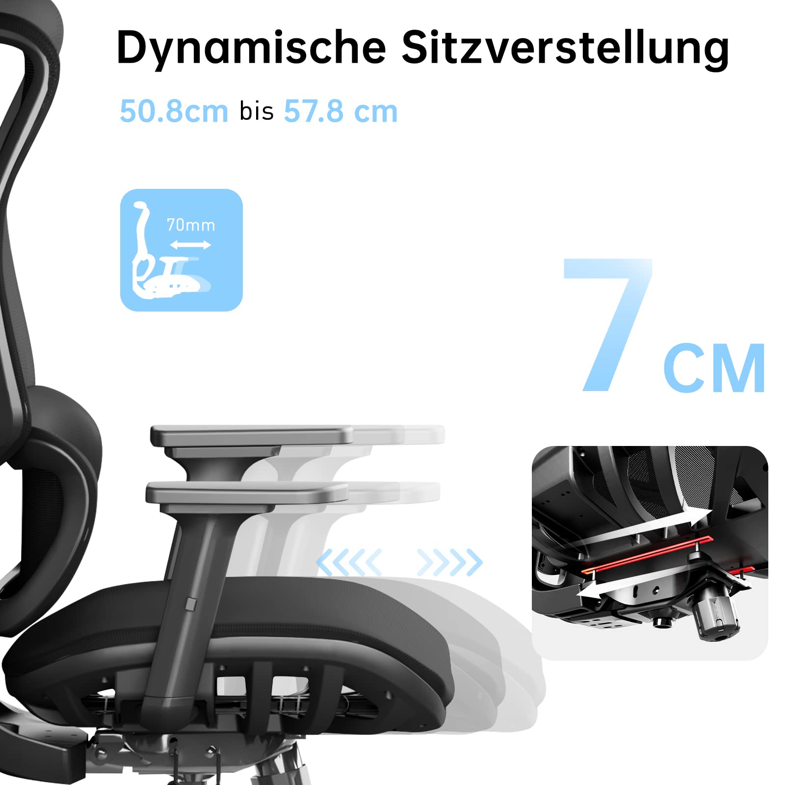 JOYFLY Chaise Bureau Ergonomique, Chaise de Bureau avec Assise Réglable, Fauteuil de Bureau avec Soutien Lombaire, Siege Bureau Chaise Gaming Ordinateur Maille,Adulte,150kg(Noir)