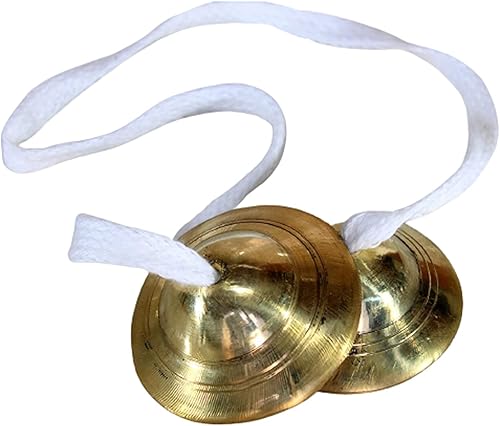 eSplanade - Platillos tibetanos de latón Tingsha Manjeera Clash o platillos de mano - Instrumento tradicional para música india y oración tibetana