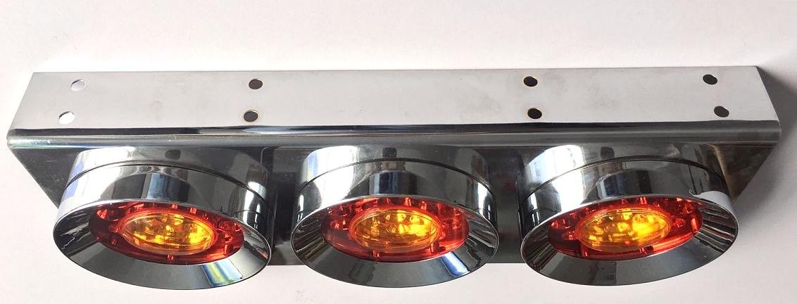 2 x Chrome en acier inoxydable Hamburger Feu arrière de LED Triple lumières Lampes
