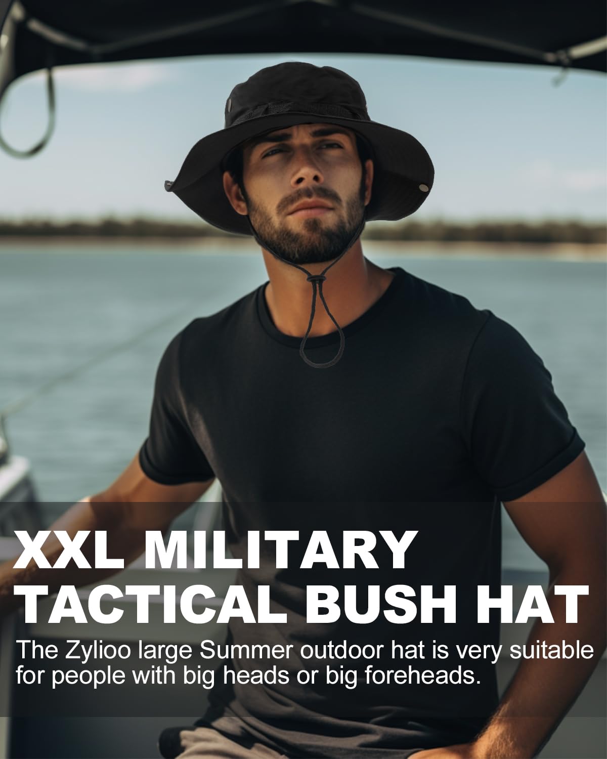 Feng Shui， Chapeaux de Soleil Boonie UV XXL, Chapeau Tactique Militaire pour Grosses têtes, Grands Chapeaux de Chasse Safari Bush Jungle pour randonnée Camping