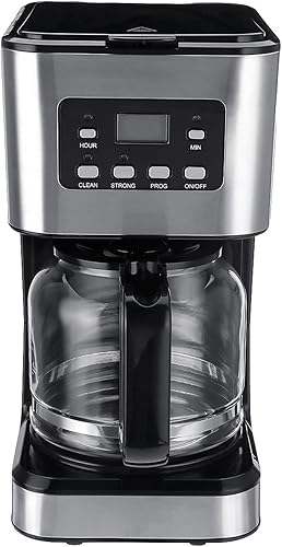 WJHSPkfj Espresso Machine Coffee Maker 12 Cups Drip Coffee Maker Brewing Tea Machine with Glass Carafe for Home and Office Filter Cappuccino Latte
