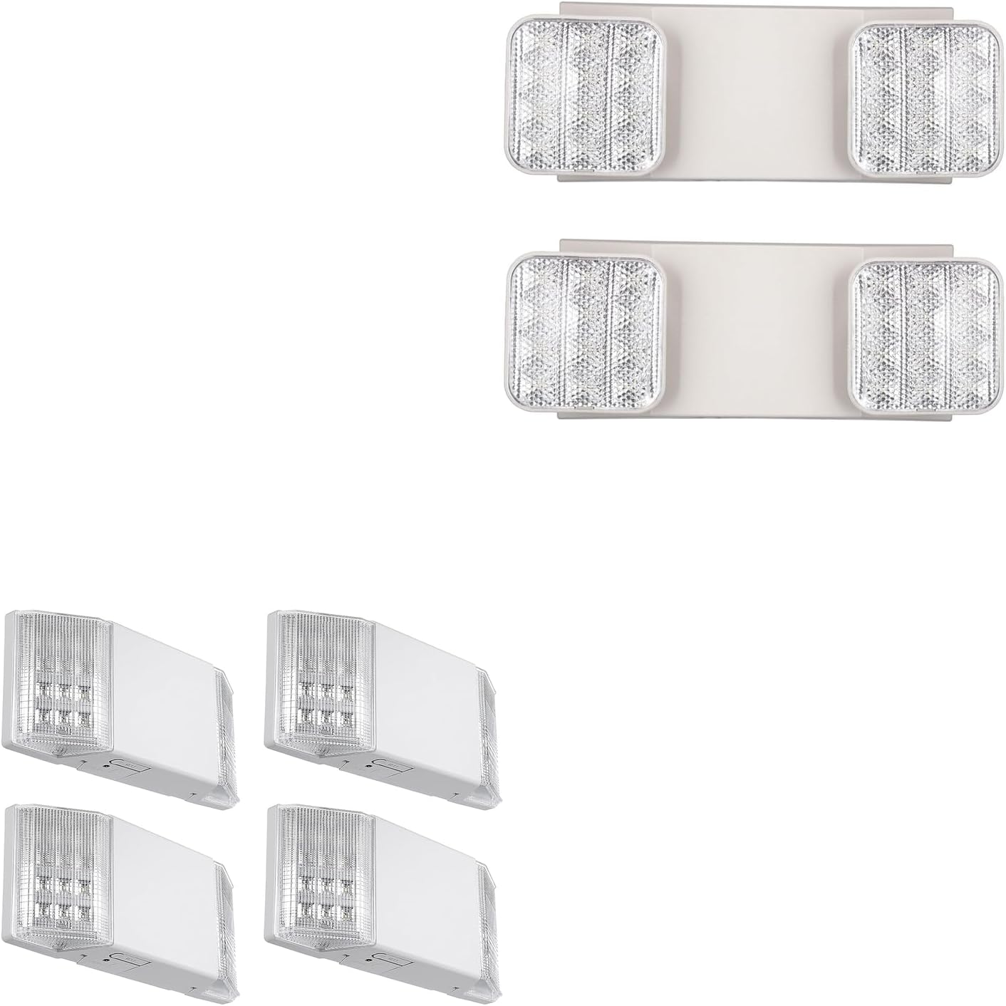 TORCHSTAR 4-Pack LED Emergency Lighting, UL Listed, Two Square Heads, AC 120/277V Bundle 2-Pack Commercial Emergency Lights with Battery Backup, Dual Heads Adjustable, UL & FCC Listed, AC 120/277V