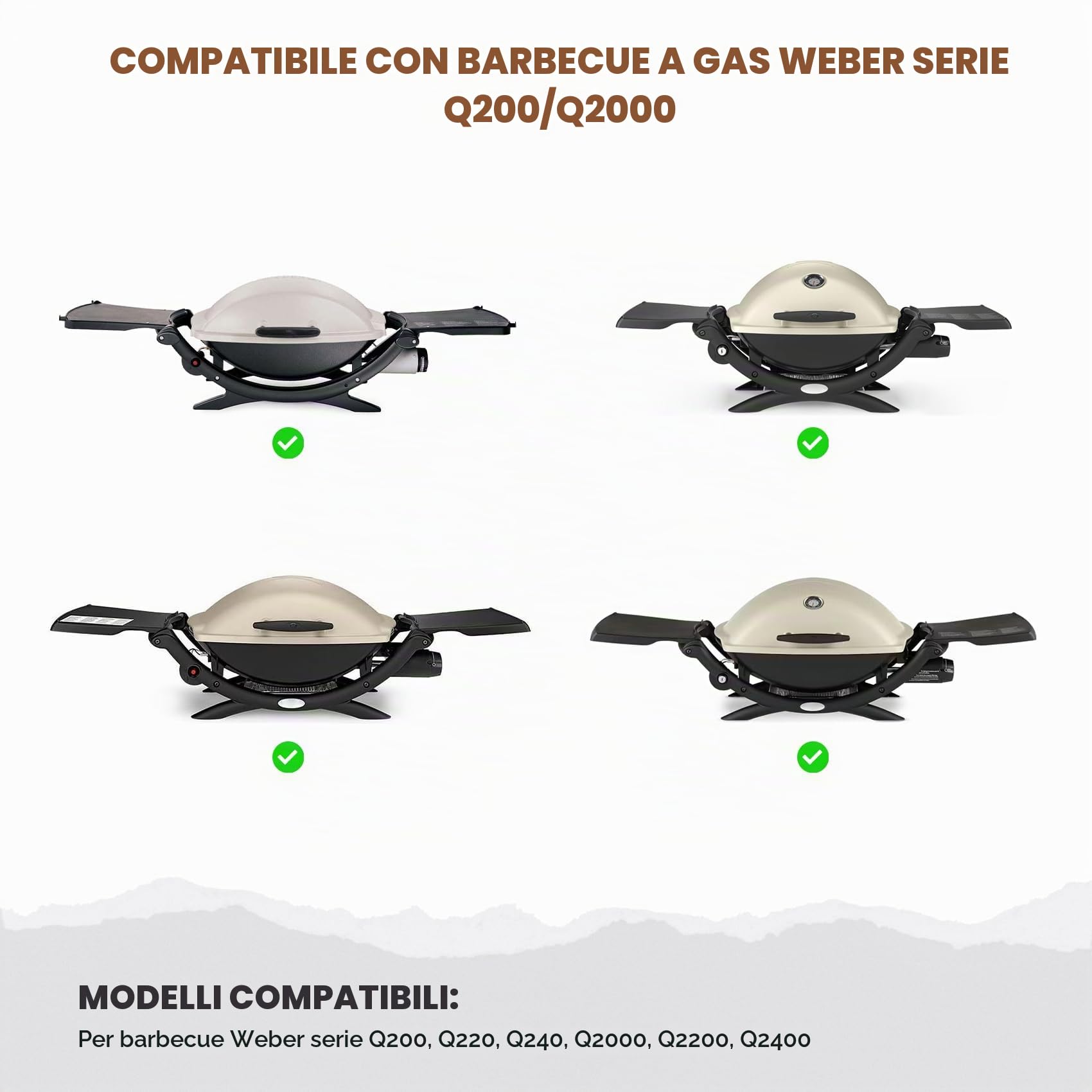 Onlyfire Set di Piastra e Griglia di Cottura in Ghisa per Griglie a Gas Weber Q200 Q220 Q240 Q2000 Q2200 Q2400, Ricambio per Weber 6559/7645