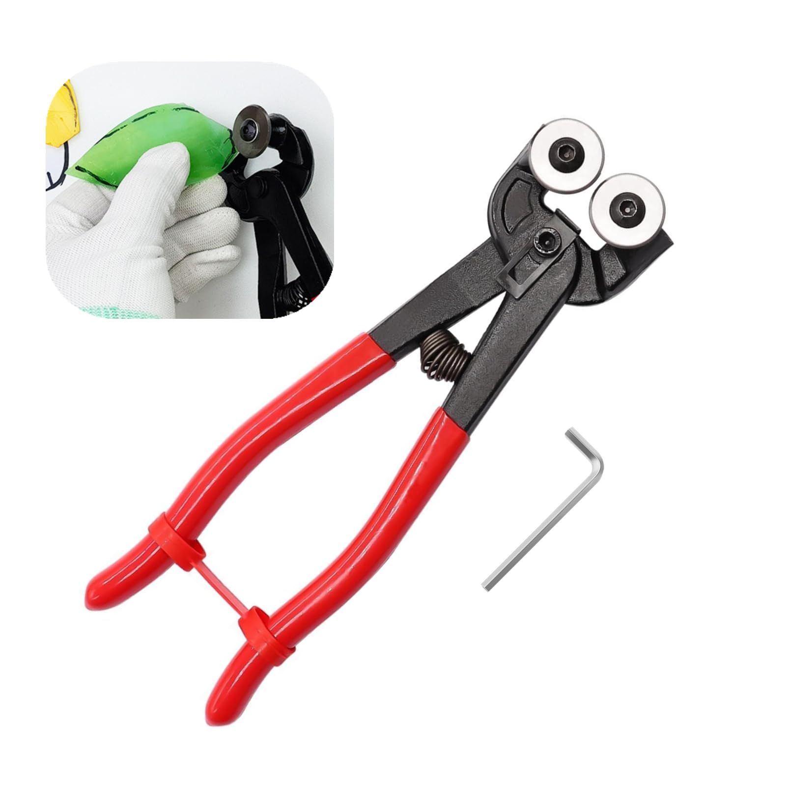 Sclwlkeyxgs Heavy Duty Wheeled Glass Mosaic Nipper & Hd Ceramic Tile Nipper, Tile Cutter Pliers Soft-grip Handle - Shapping Plier, Nipper Cutting Tools, Stone, Metal, 8 Inch