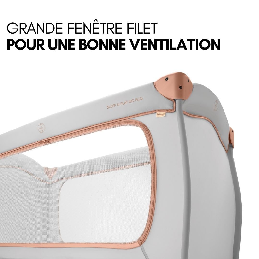 hauck Lot Lit Parapluie Bebe avec Matelas Sleep N Play Go Plus XXL - Inclus Moustiquaire, Alèse, Drap Housse, Sac de Transport, Pliable, Dusty Cork
