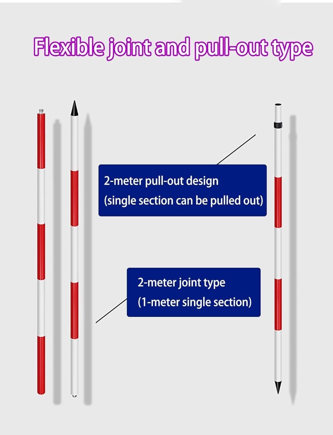 Cinta métrica Ligera Encuesta de Aluminio Poste for la medición de la construcción de la inspección del Sitio y de la ingeniería | 78.7 inch
