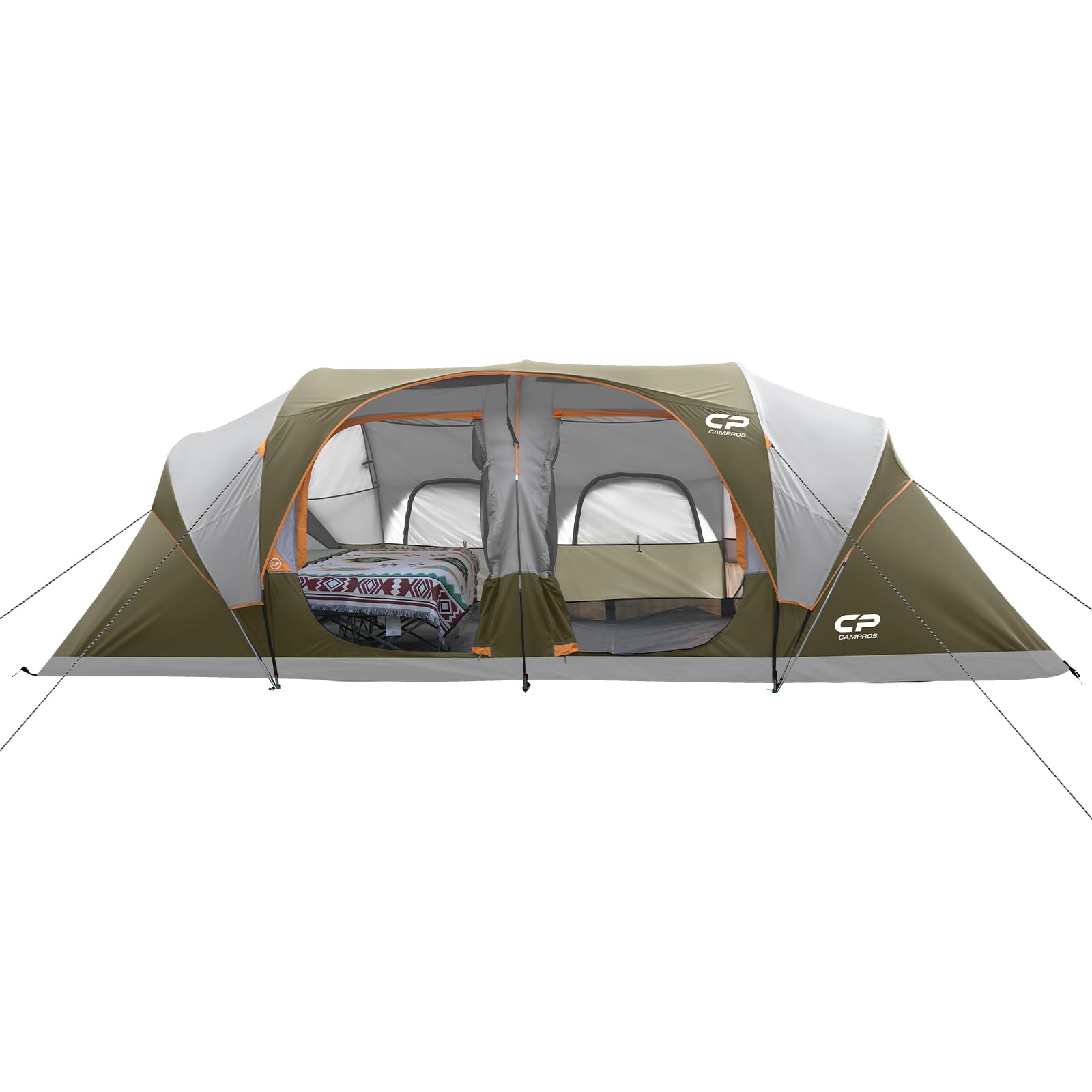 CAMPROS CP 12 Person Camping Tent, 3-Room Family Tent, Rainfly, Waterproof