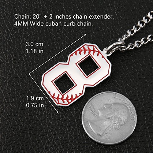 Collier initial baseball avec charms numérotés 0-9, cadeau d'inspiration - 4