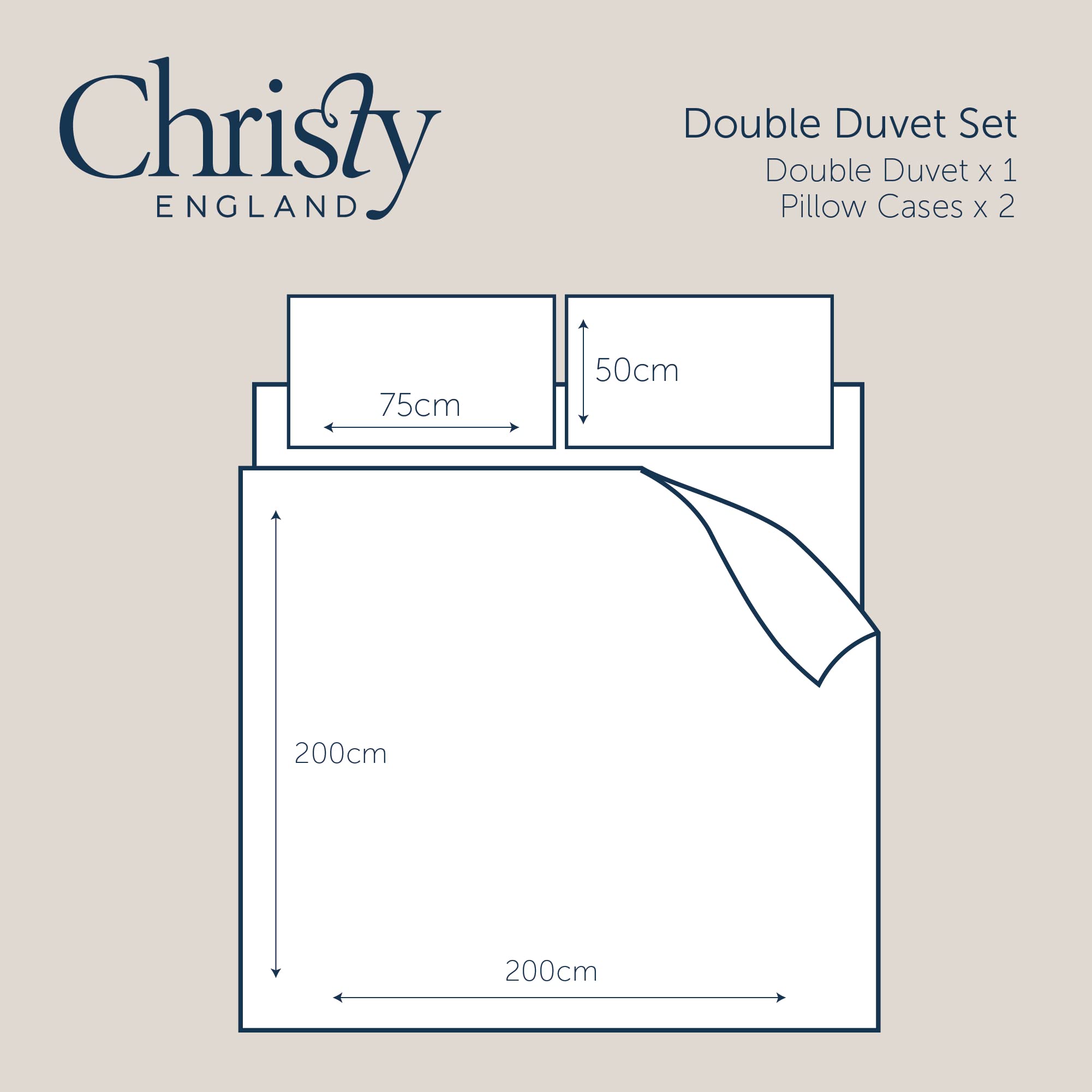 Christy 400TC Double Duvet Cover Set, Navy - Image 3