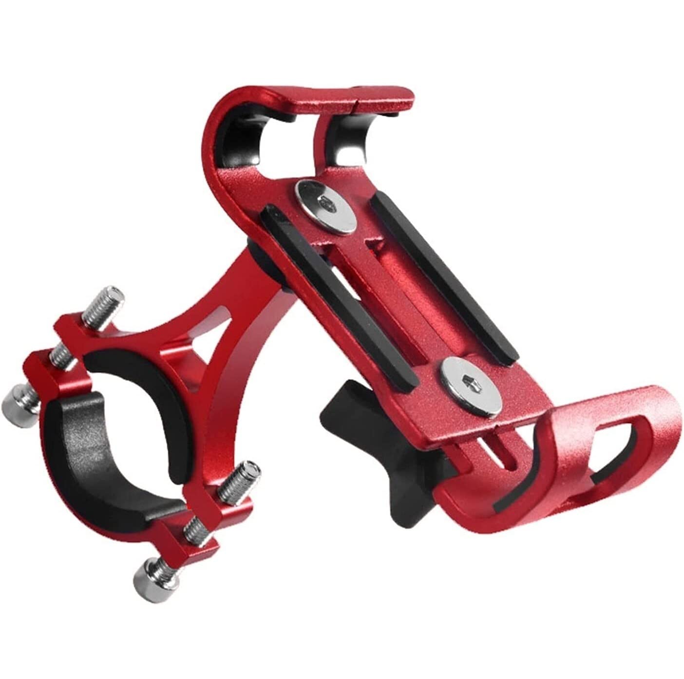 Uchwyt na Telefon Komórkowy Metalowy uchwyt na telefon motocyklowy ze stopu aluminium wspornik antypoślizgowy GPS klip uniwersalny stojak na telefon rowerowy Uchwyt Samochodowy(Rot)