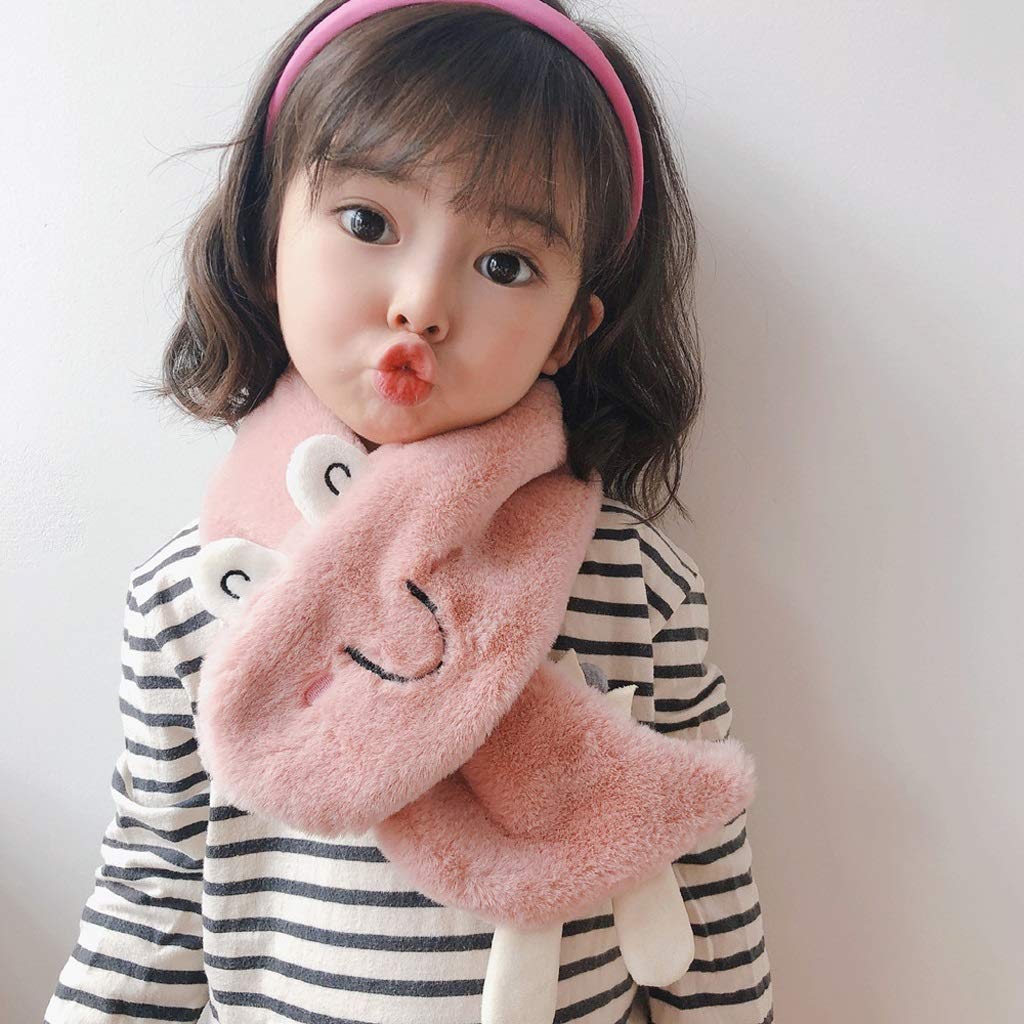 Autunno Inverno Cartone Animato Cute Baby Peluche Sciarpa Calda Ragazzi Ragazze Sciarpa Tinta Unita Imitazione Pelliccia di Coniglio Bambini Sciarpa Ispessita (Color : D)