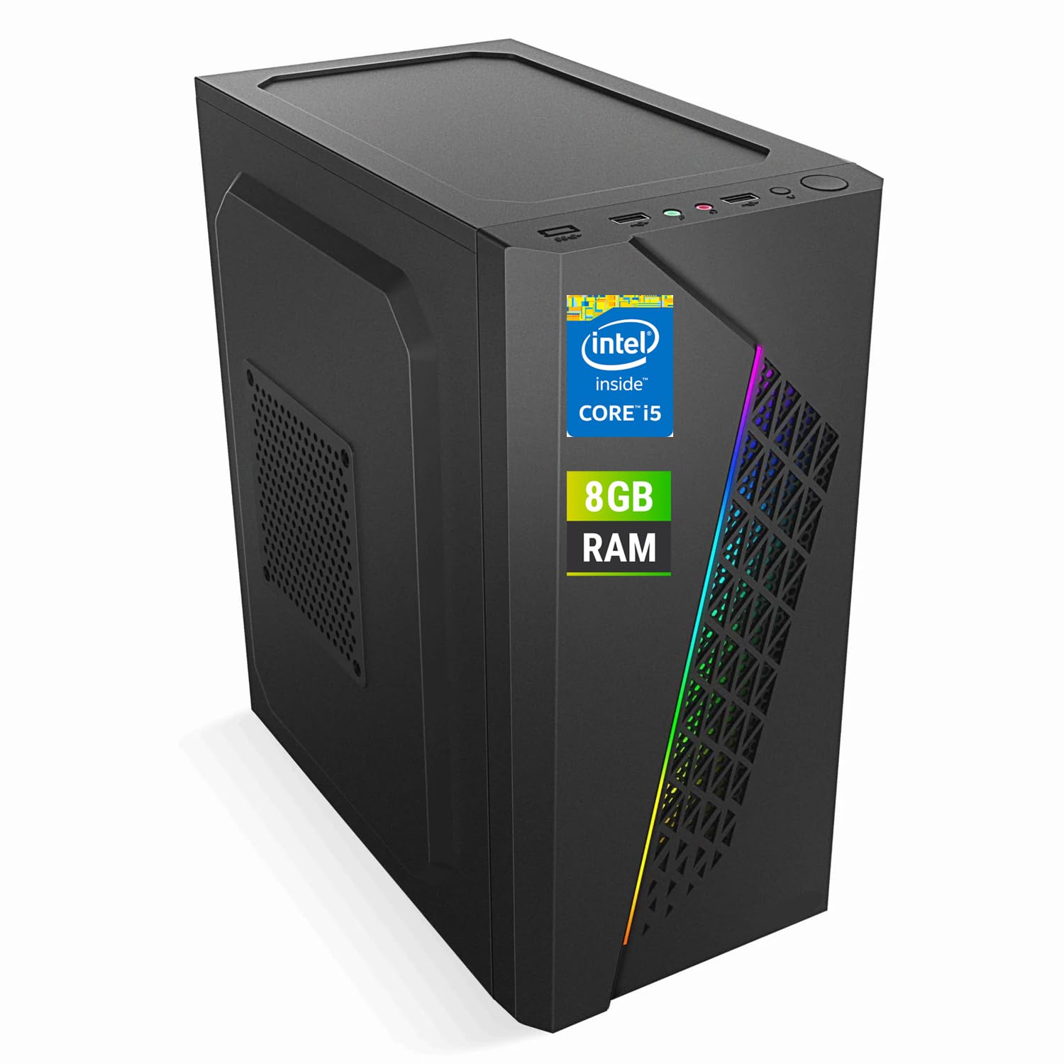 CloudVU Computer Desktop PC #CPU i5-GEN4 Turbo + 8GB RAM + 256GB SSD NVMe + HDMI + VGA +1Gbps LAN + USB 3.0 + HD Graphics + Windows 11 Pro License +MS.Office(Solar-i5_8GB_256GB_SSD)