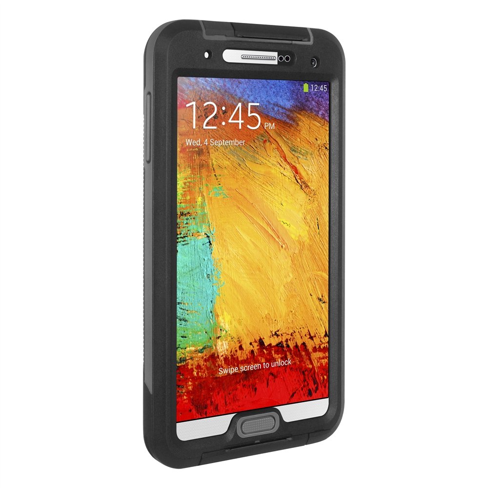 OBEX Waterproof Case for Samsung Galaxy Note 3 - Retail Packaging - Black with Gray
