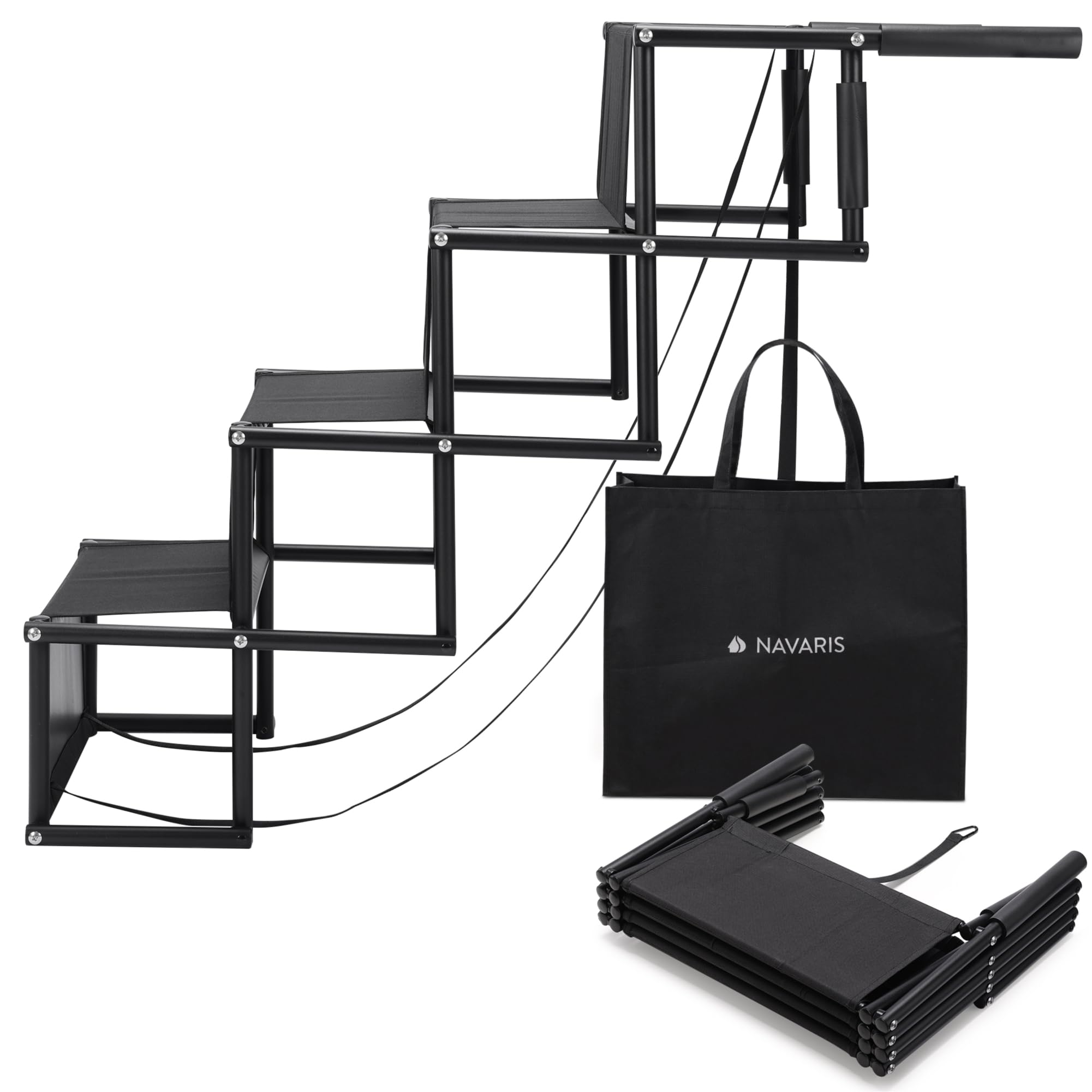 Navaris Escalier pour Chien - Rampe Pliable d'accès Voiture pour Chiens Petits et Grands adaptée à Tous Les véhicules - Marche Pied pour Animal avec Marche 45 cm de Largeur