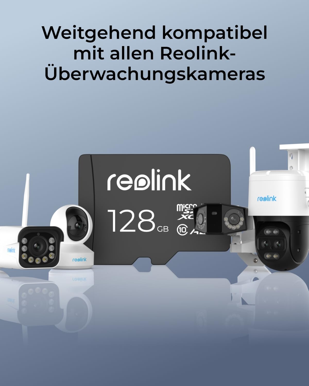 Reolink 128 GB microSDXC Speicherkarte Klasse 10 A2 V30 U3 TF bis 100 MB/s