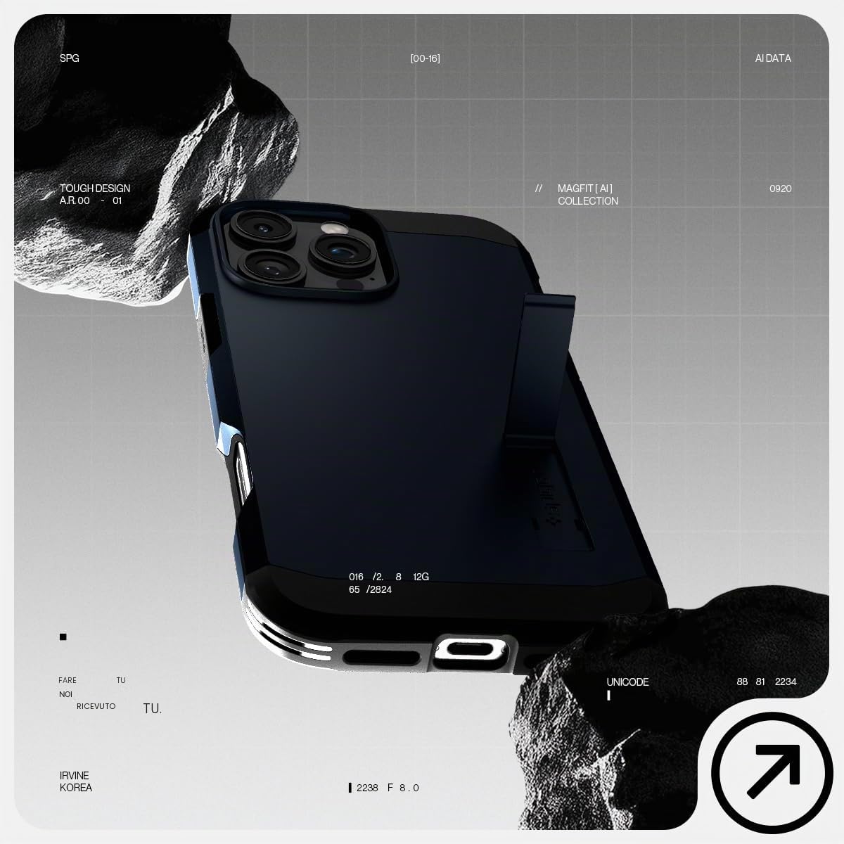Spigen Tough Armor (AI) Custodia MagFit per iPhone 16 Pro, compatibile con accessori MagSafe - Ardesia metallica