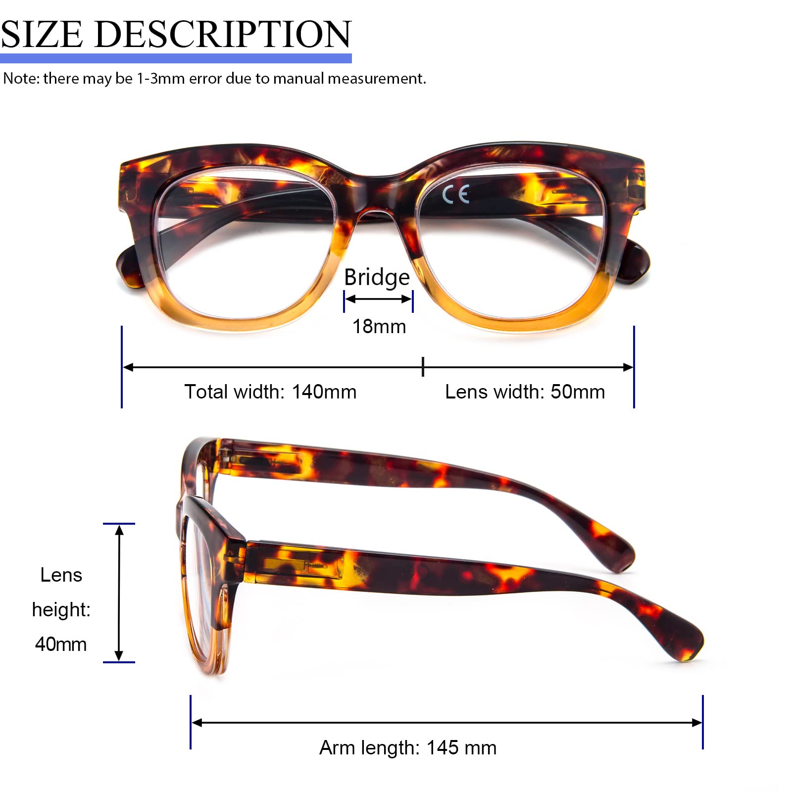 MMOWW Oversized Reading Glasses 3 Pack for Women Blue Light Blocking with Spring Hinge Computer Readers Ladies +2.5 - Image 4