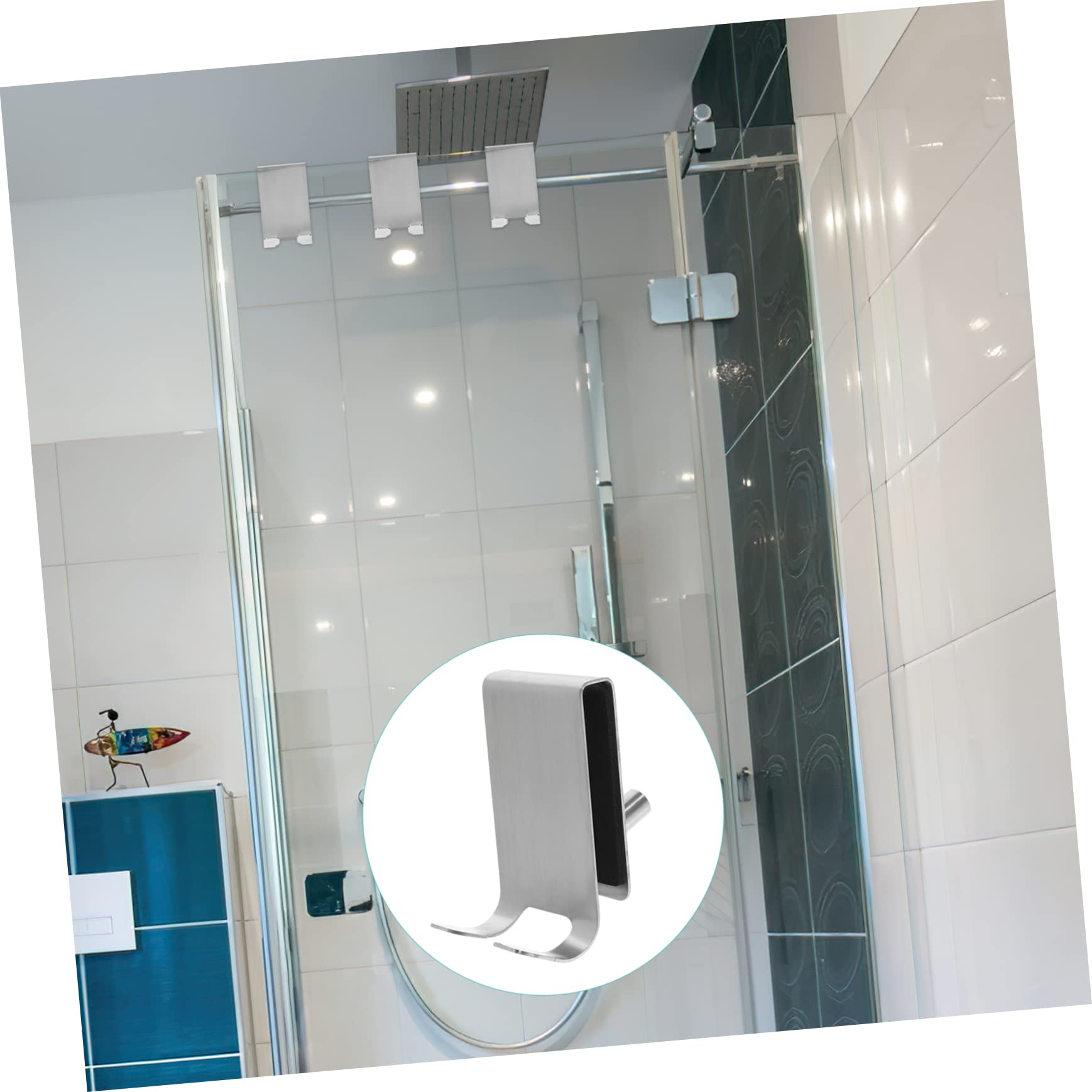 Toallero4 Uds Ganchos Perchas de Vidrio Gancho para Toallas de Ducha sobre la Puerta Toalleros para baño Puerta de Ducha Gancho para Toallas Gancho de Acero Inoxidable Gancho para Colgar en el baño