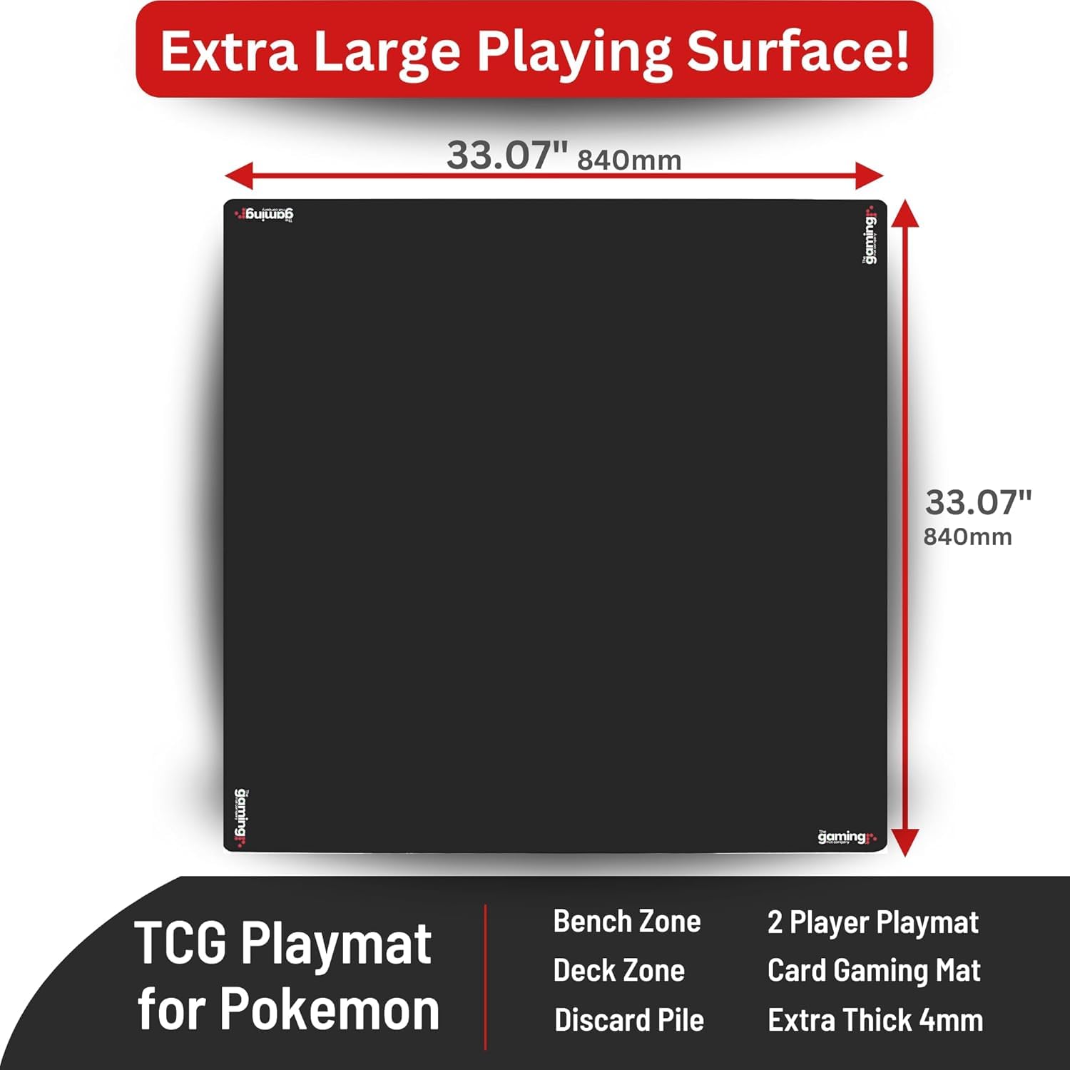 The Gaming Mat Company Mahjong Mat. 84cm x 84cm Black with Stitched Edge Premium Square Playmat for Poker Dominoes & Bridge - Image 2