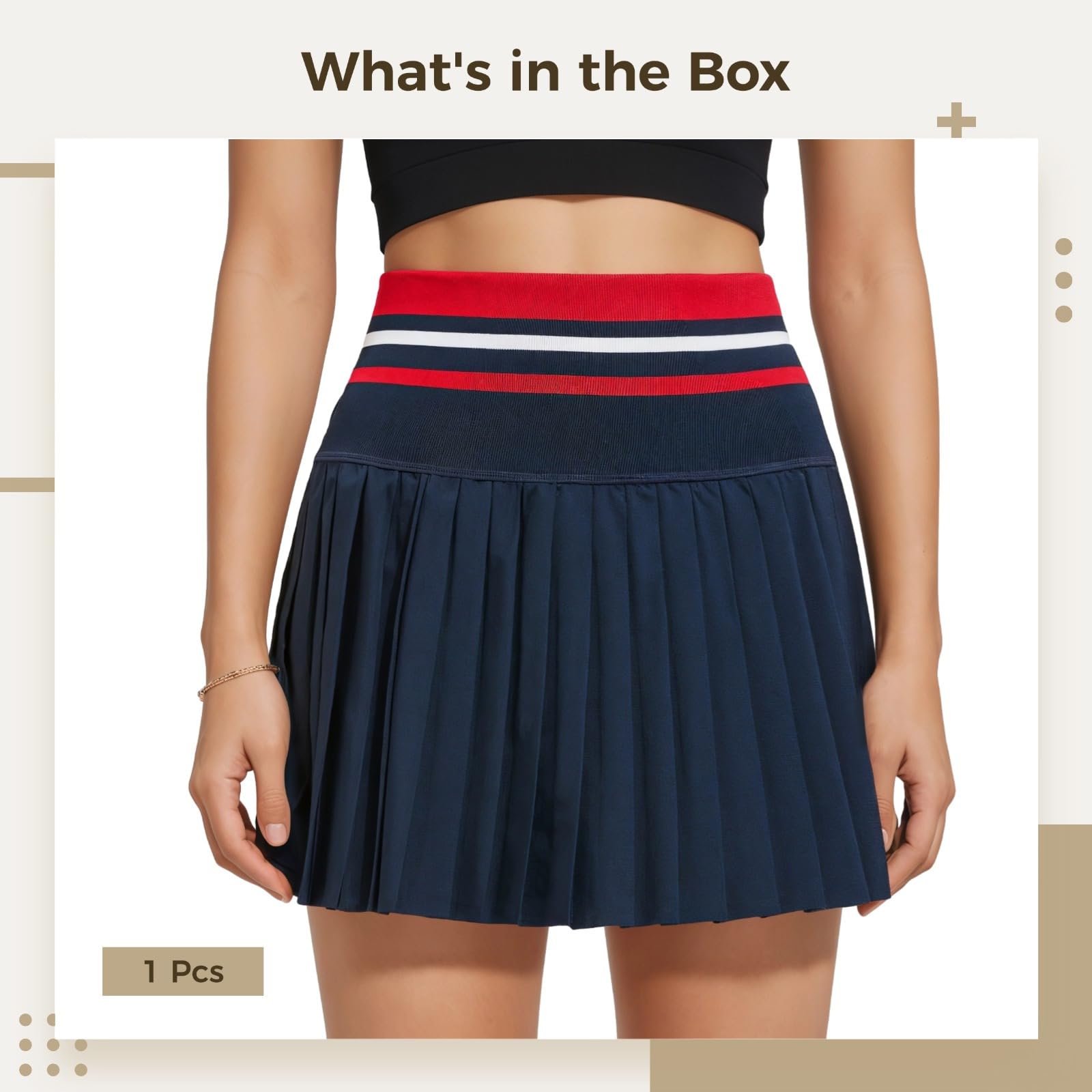 Elegante falda de tenis plisada con cintura elástica, cintura alta, pantalones cortos integrados para mujer, mezcla suave de nailon y elastano, ideal para deportes y salidas casuales, azul marino