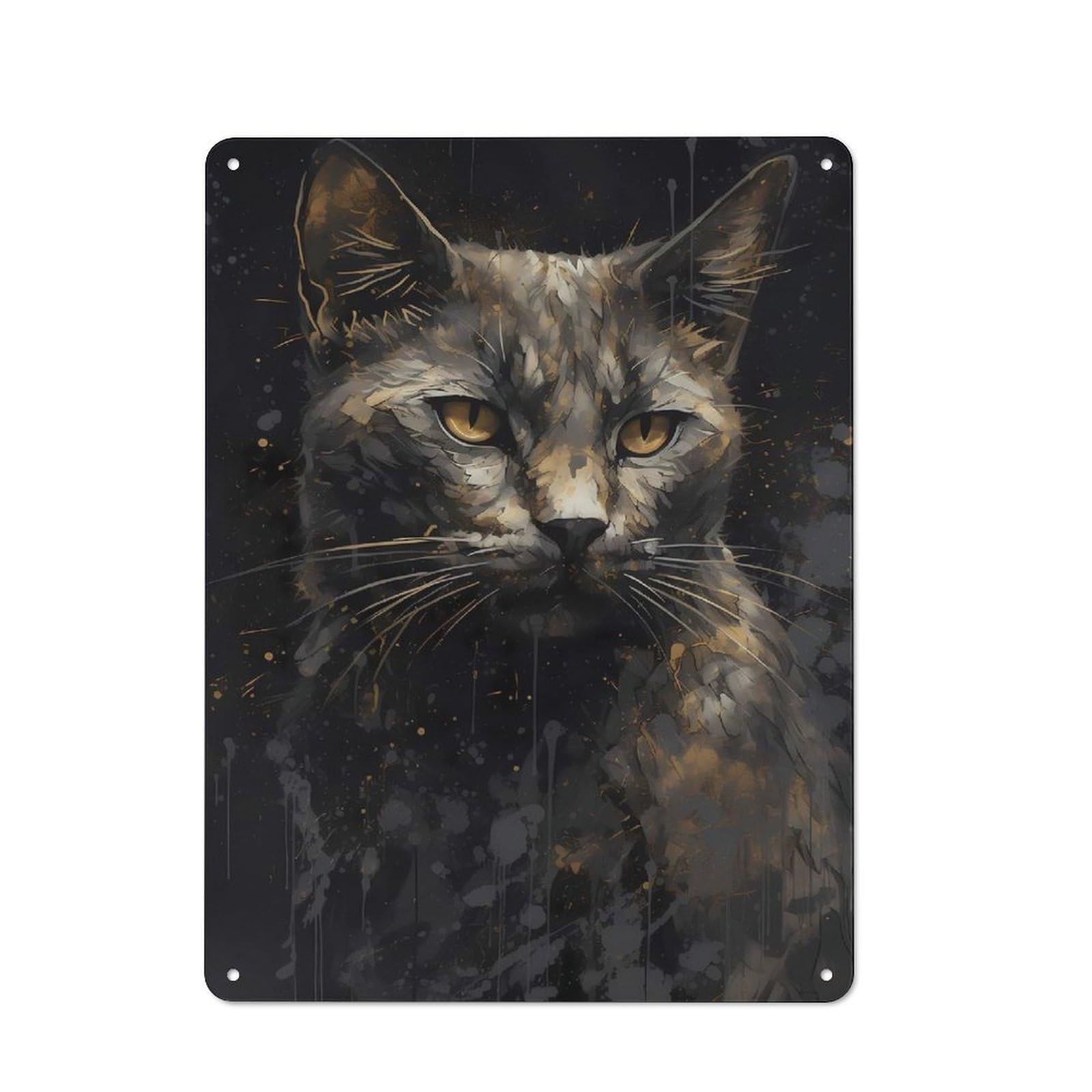 Junmoney American Shorthair Cat Friendly Metal Wall Decor 40X30cm, Decorative Metal Plaque For Tea Room, Shop Wall Or Breakfast Area