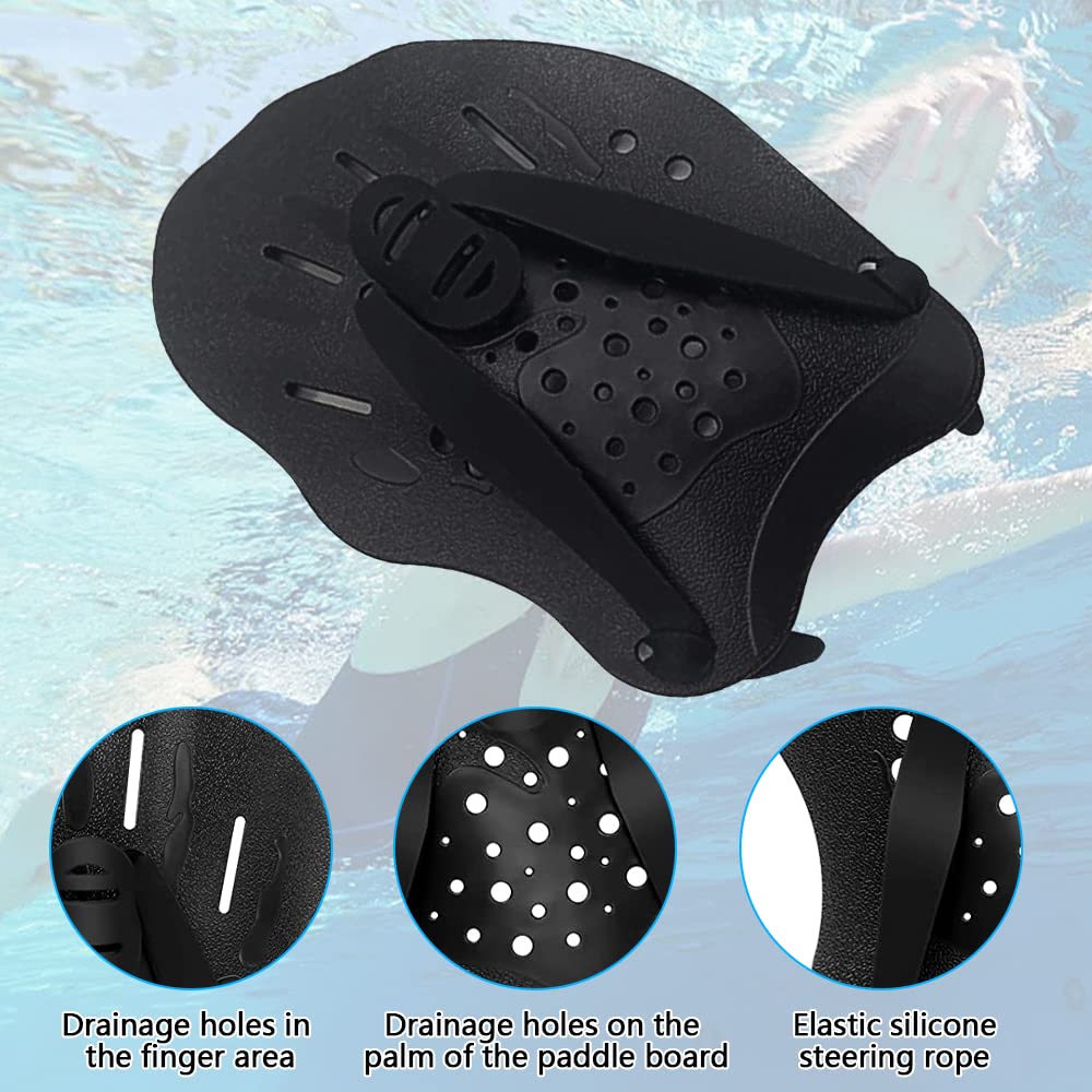 Pagaie da Nuoto, 1 Paio di Hand Paddle con Cinghie Regolabili Paddle per L'allenamento del Nuoto Leggere e Veloci Esercizi Accessori per Adulti Bambini