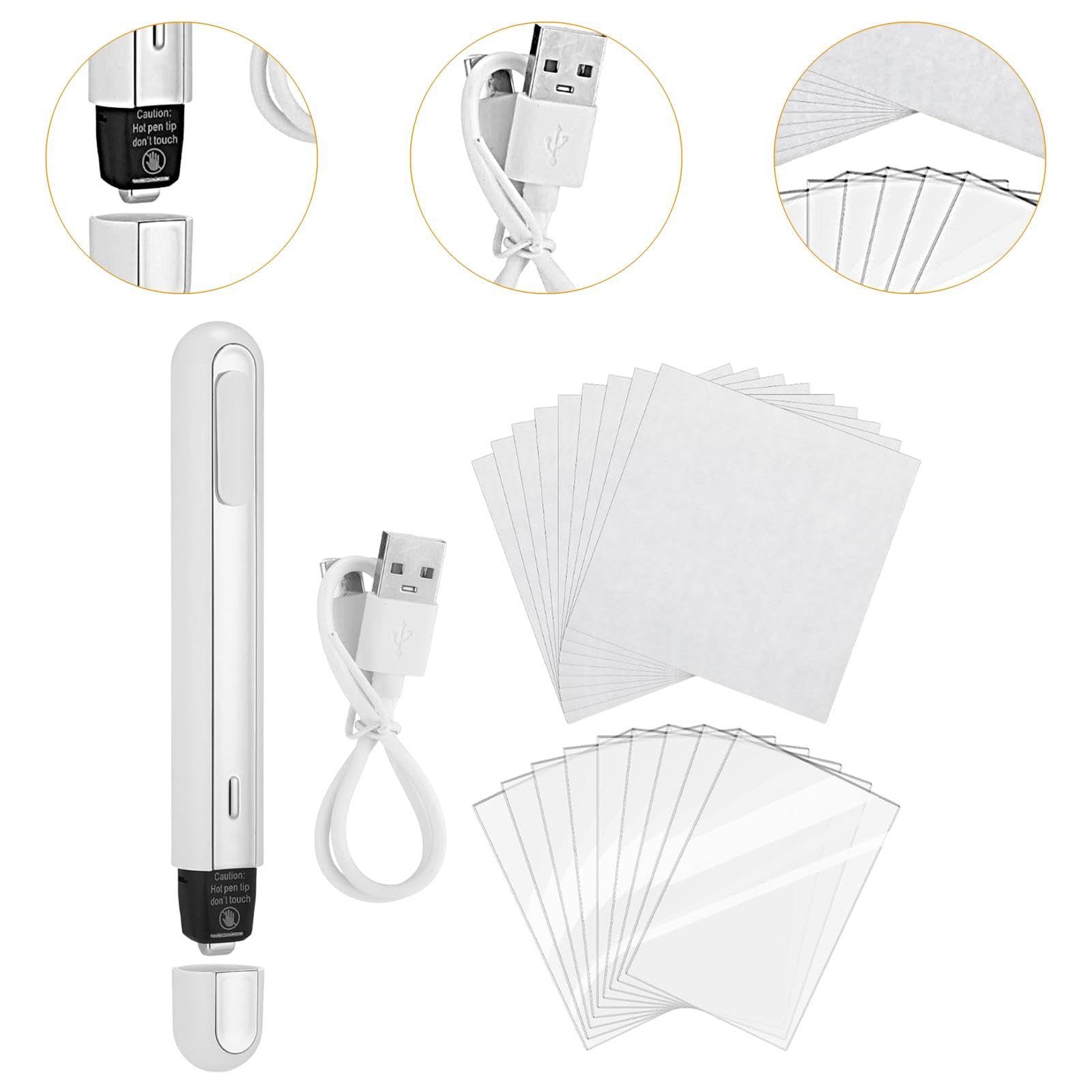 Set di 47 Pezzi per Levigare Le Carte, Set di Strumenti per La Cura Delle Carte, Trasparente, Penna a Caldo
