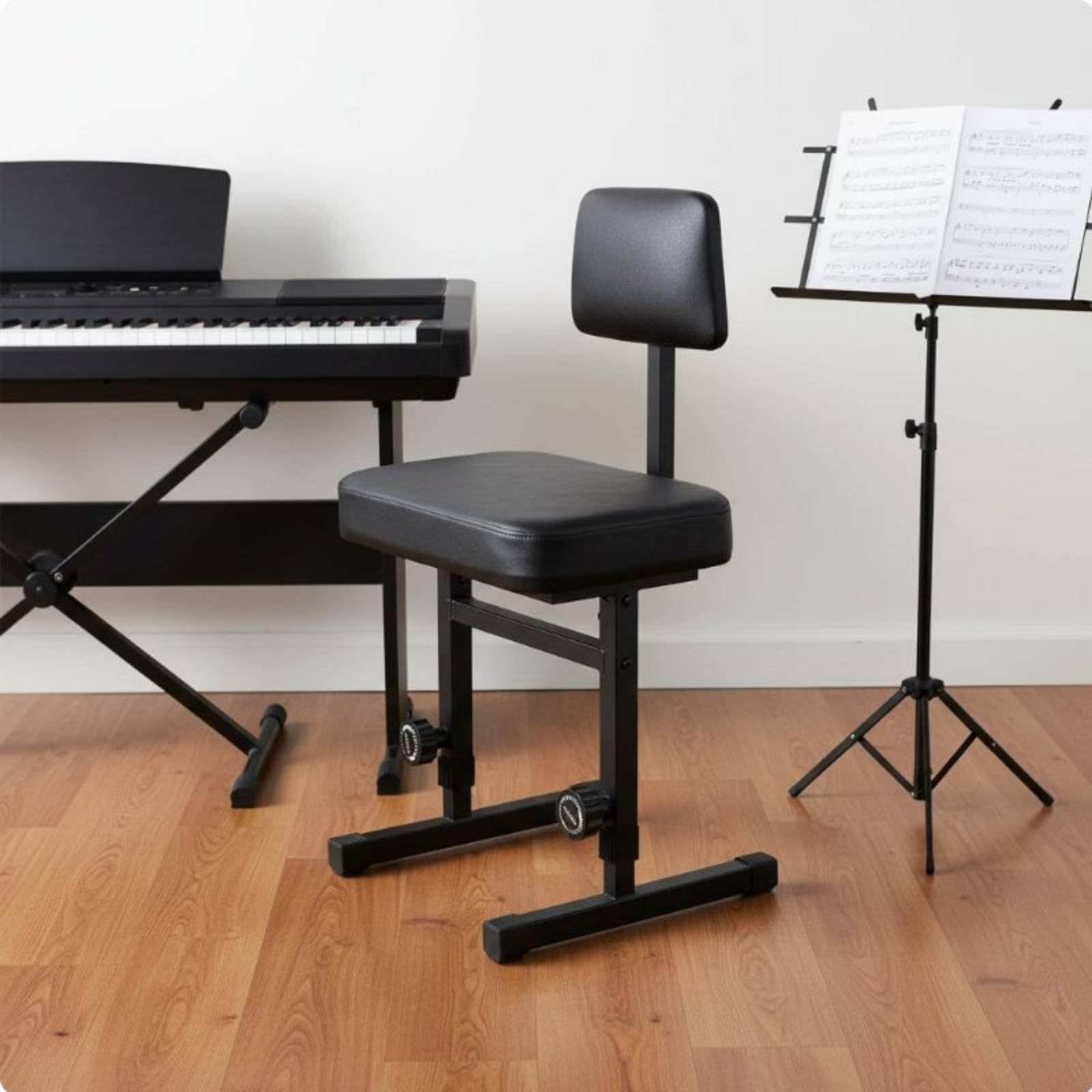 Sedia Musicale Regolabile Sedia Pianista Pianoforte Sgabello Tastiera con Schienale Regolazione Graduale Supporto Lombare Comfort Prolungato Adatta per Prove