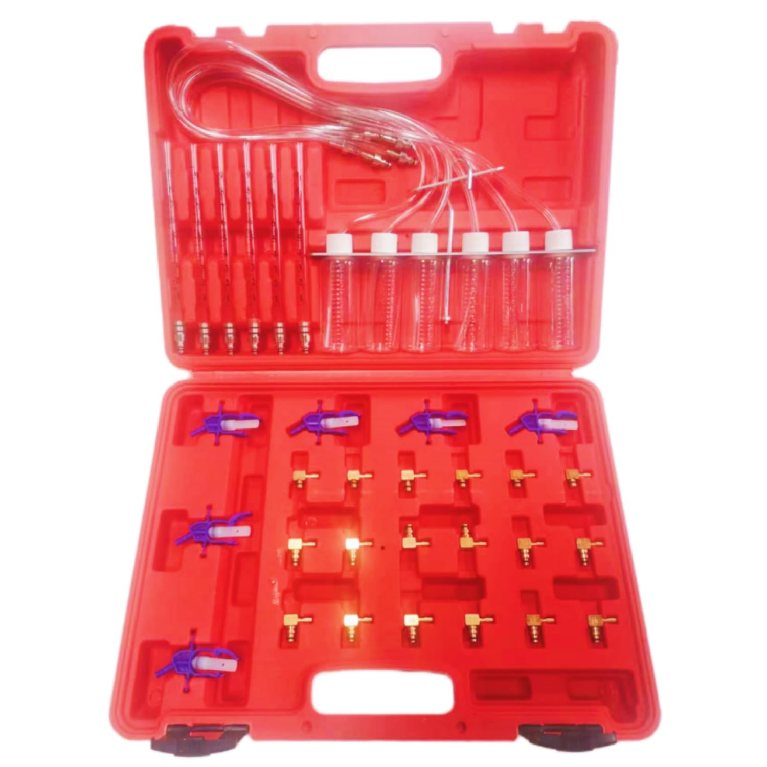 Kit de test pour injecteurs diesel 6 cylindres, testeur de fuite de rail commun avec 24 adaptateurs, débitmètre de carburant pour BOSCH/pour SIEMENS/pour DENSO/pour DELPHI, détection des
