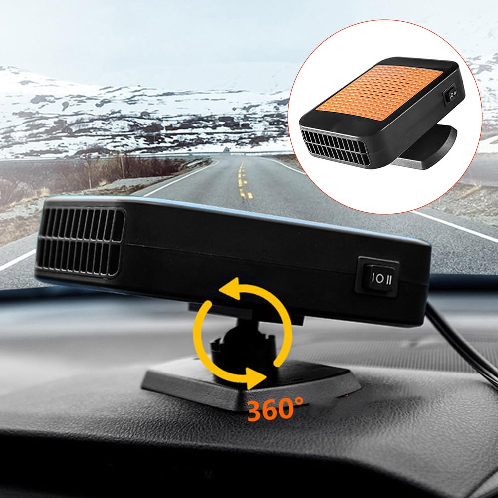 Riloer Ventilador eléctrico del calentador del coche 12V calefactor coche mechero 300w Calentador de aire Ventilador Temperatura Calefacción Descongelador Desempañador