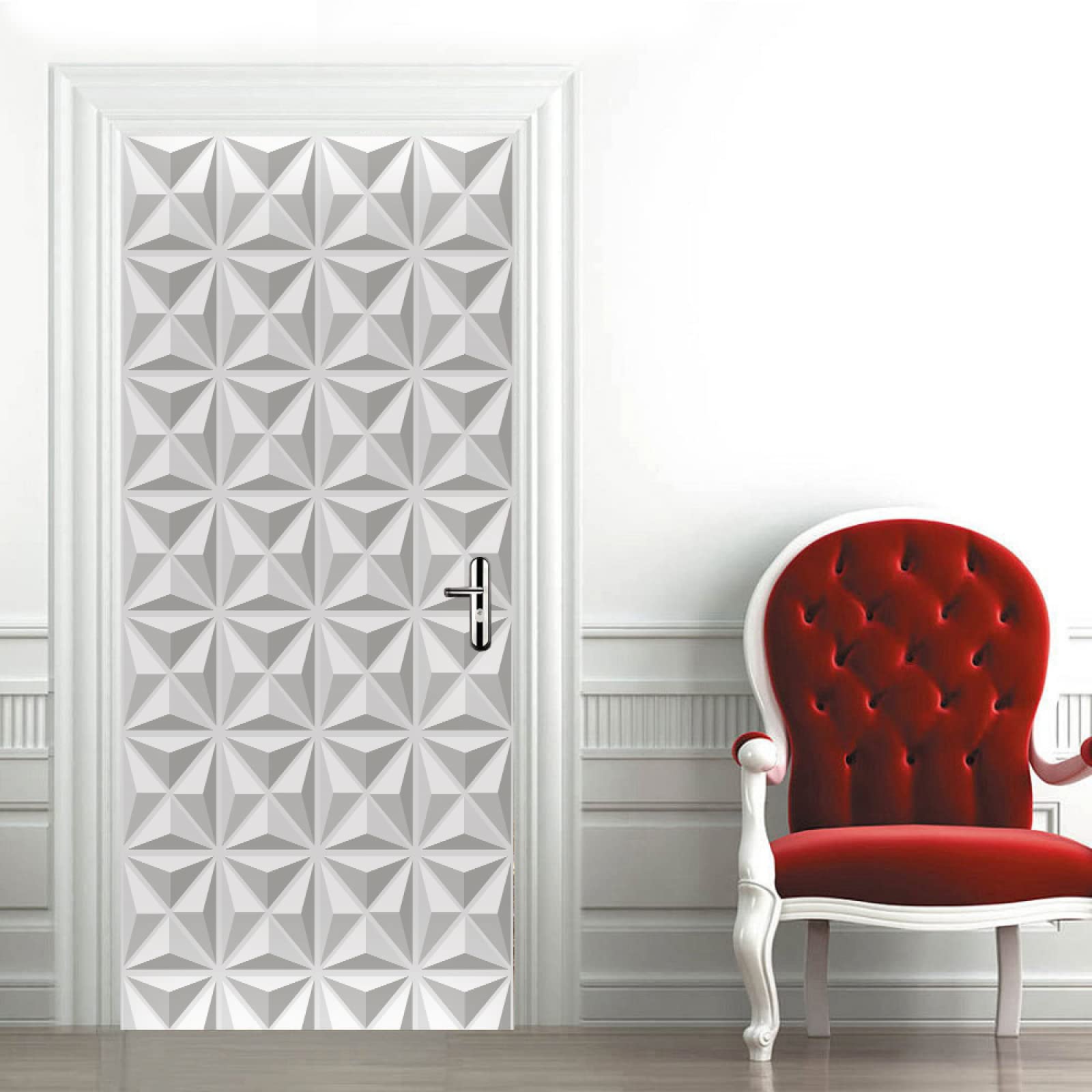 thumbnail: 3D Deursticker Wit Marmer - Zelfklevende Muursticker Voor Binnendeuren (90,3 X 180 Cm)