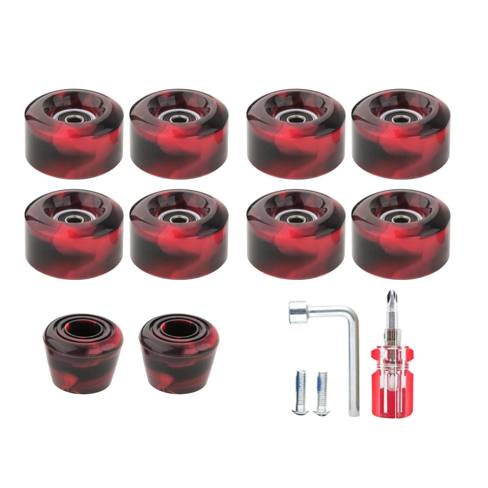 Lot de 8 Roues de Patin à roulettes avec Roulements Installés Quad Wheels pour Patinage à Double Rangée et Planche à roulettes à L'extérieur Ou à L'in