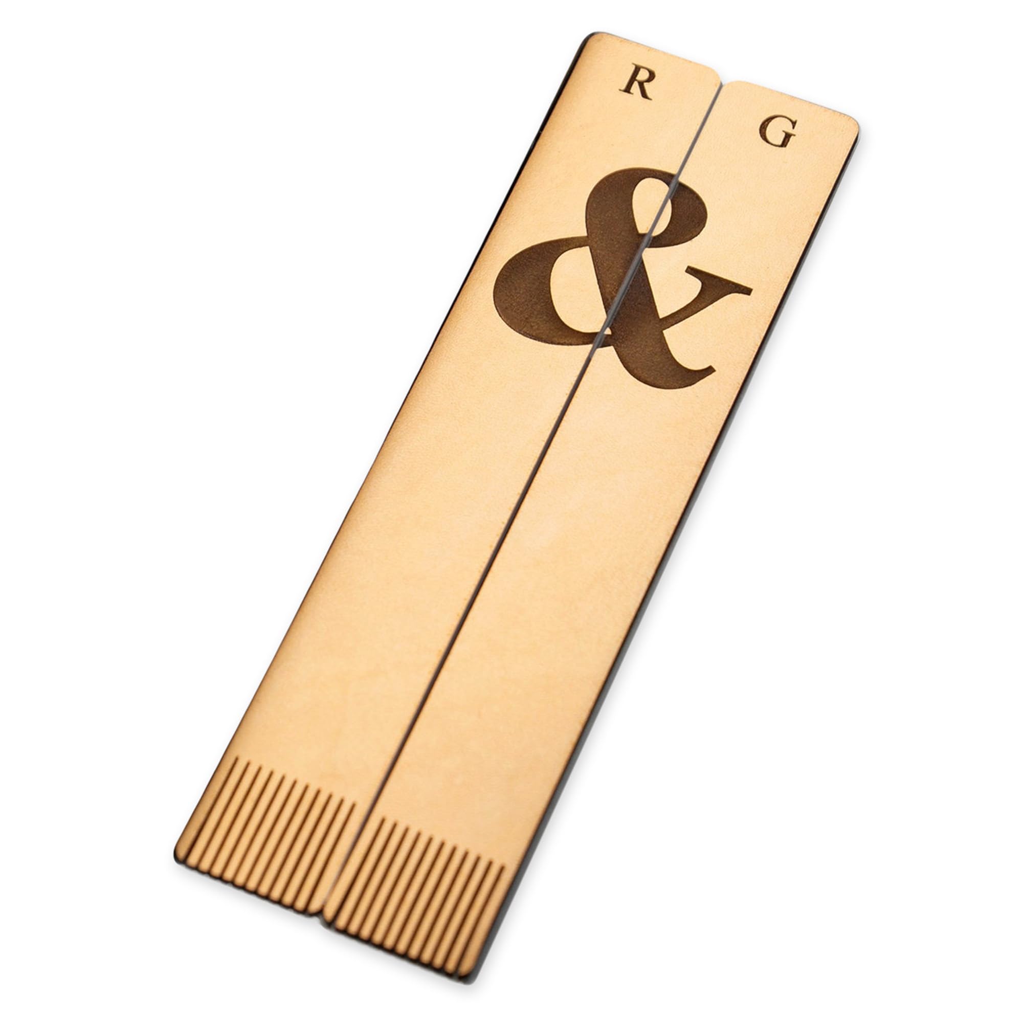 Personalised Leather Bookmark Set with Ampersand & Initials Laser Cut Handmade Gift Birthday Christmas Anniversary (Cream)