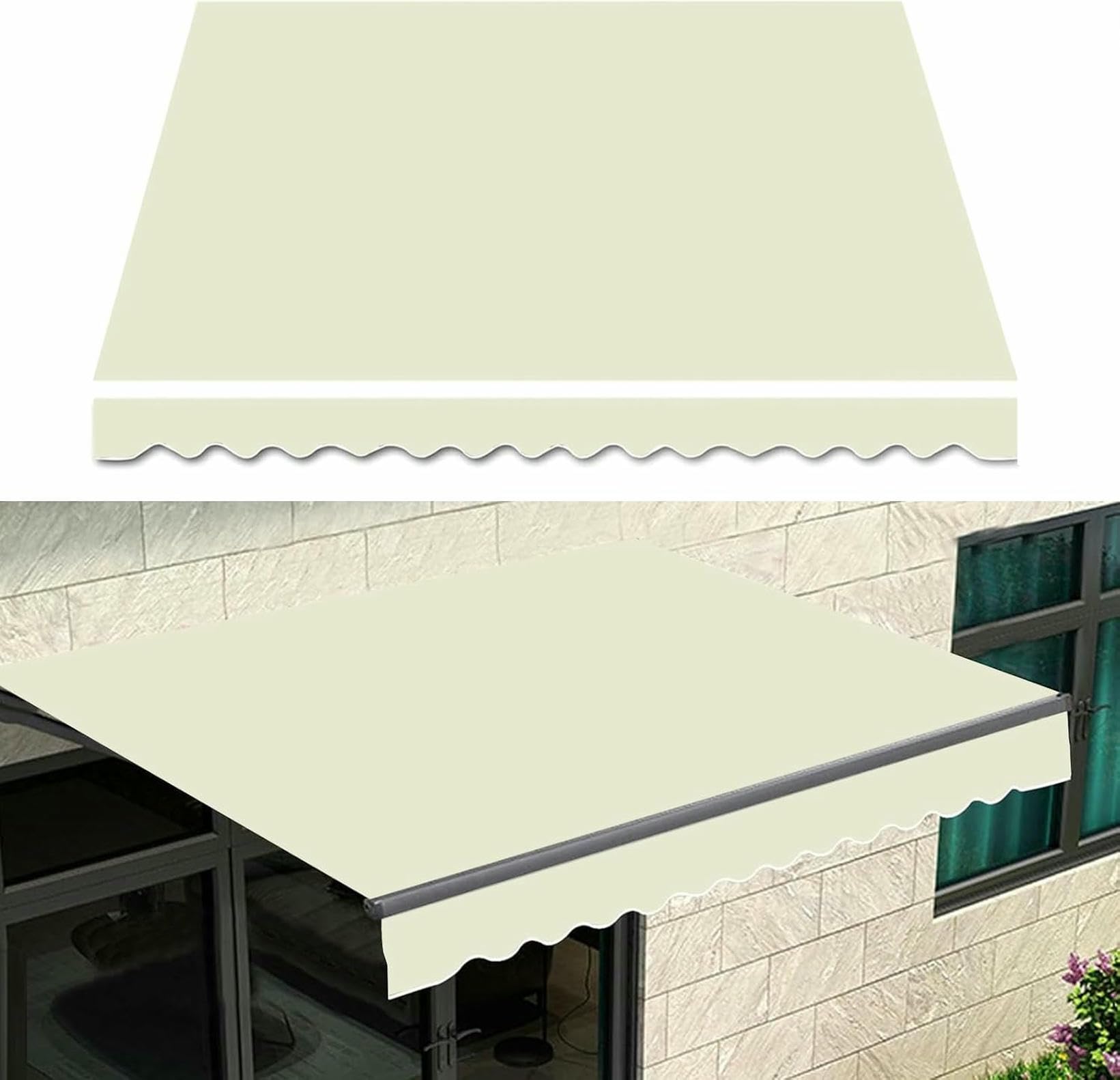 Toldo para patio y terraza tela de repuesto de lona impermeable beige para balcón 6x2m