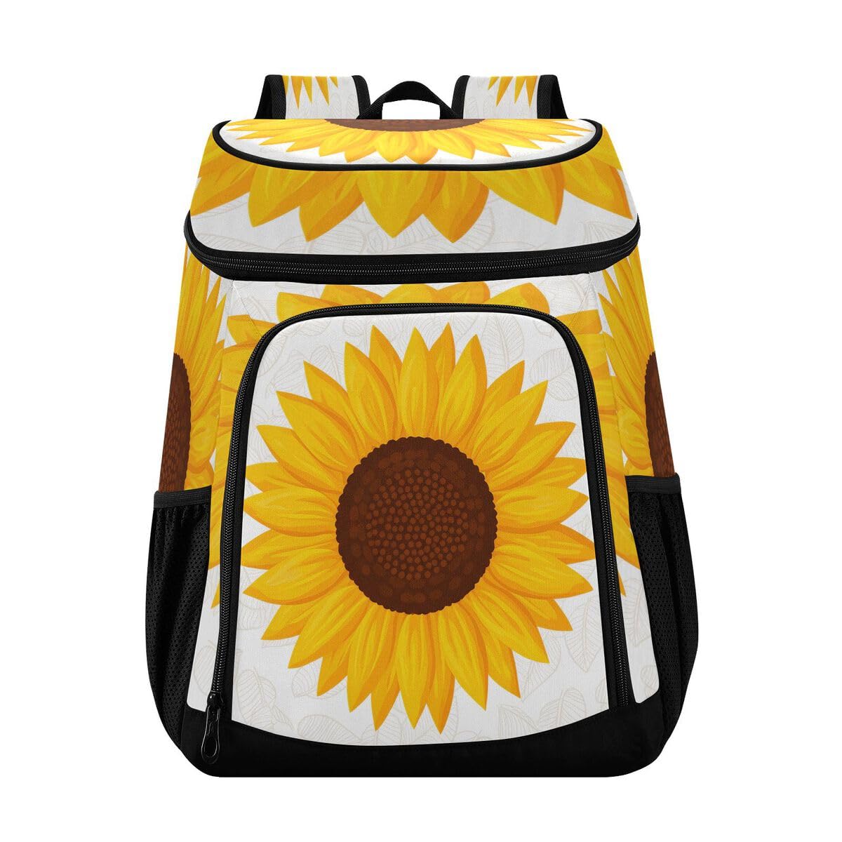 Sunflower White Cooler Backpack Leakproof Insulated Lunch Cooler Bag 30 Cans Camping Backpacks for Beach Road Trip Picnic