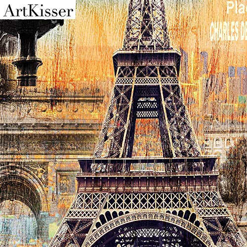 Artkisser Canvas Wall Art Vintage Paris Eiffel Tower Wall Decors French Landscape Oil Paintings Prints On Canvas For Girls Bedroom Living Room Bathroom 12X16 Inch 3Pcs #TOP1