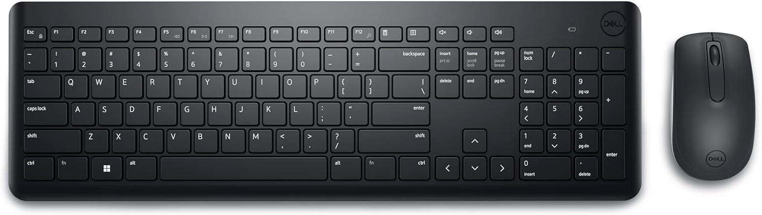 Dell Wireless Keyboard and Mouse KM3322W - Keyboard and mouse set - wireless - 2.4 GHz - QWERTY - UK - black - with 3 ye