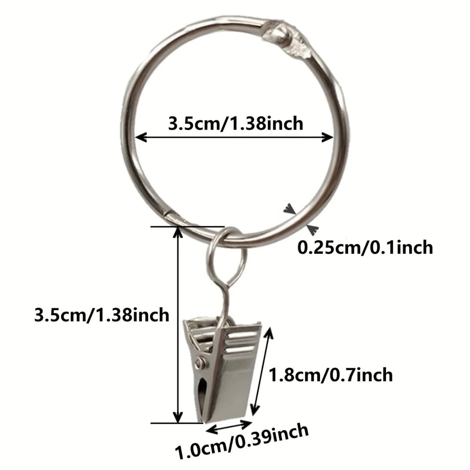 Clips For Anillos De Cortina Metal Resistentes (20, 40 Y 60 Unidades)(60PCS)