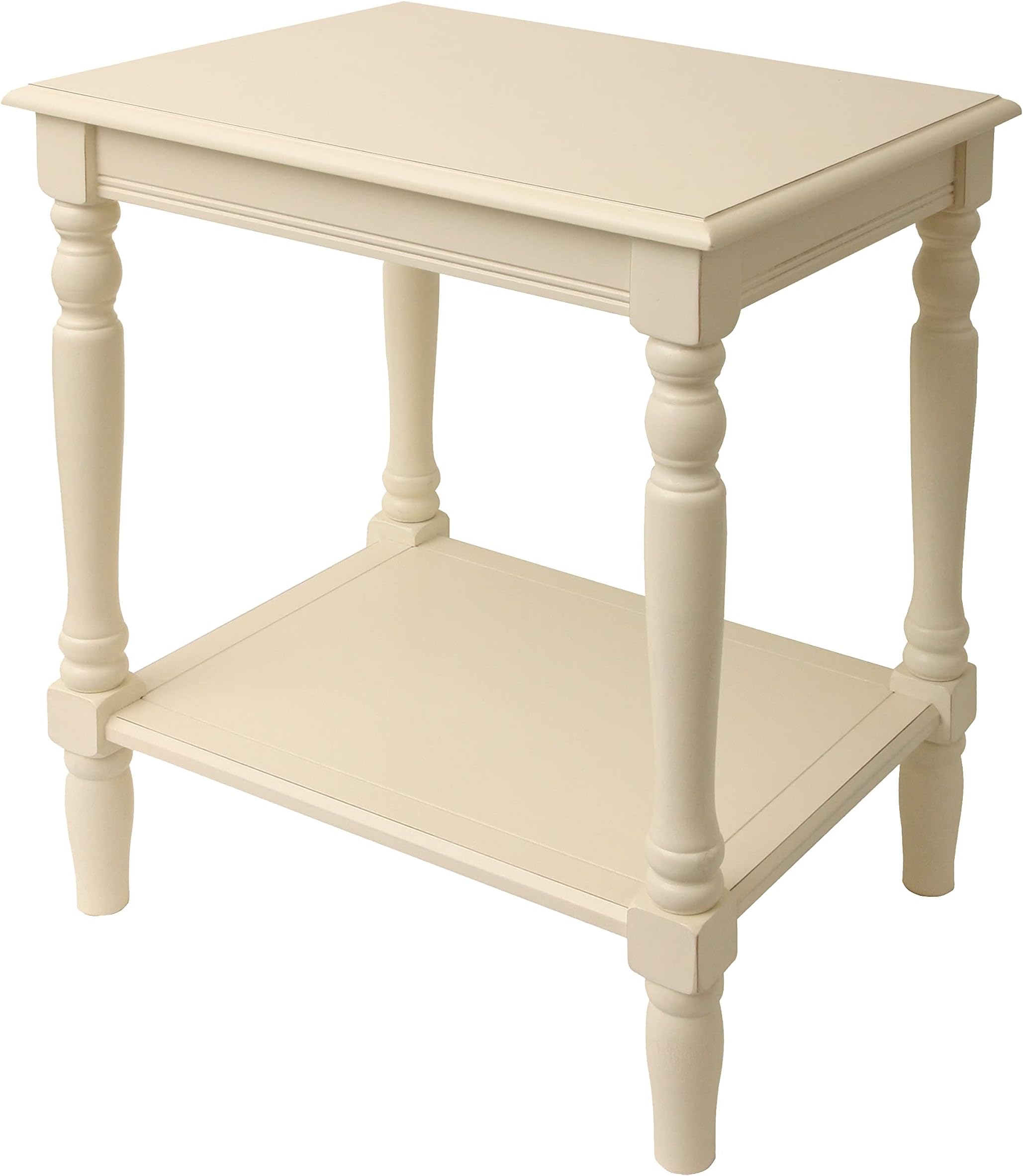 Decor Therapy Simplify Accent Storage Shelf End Table, Antique White