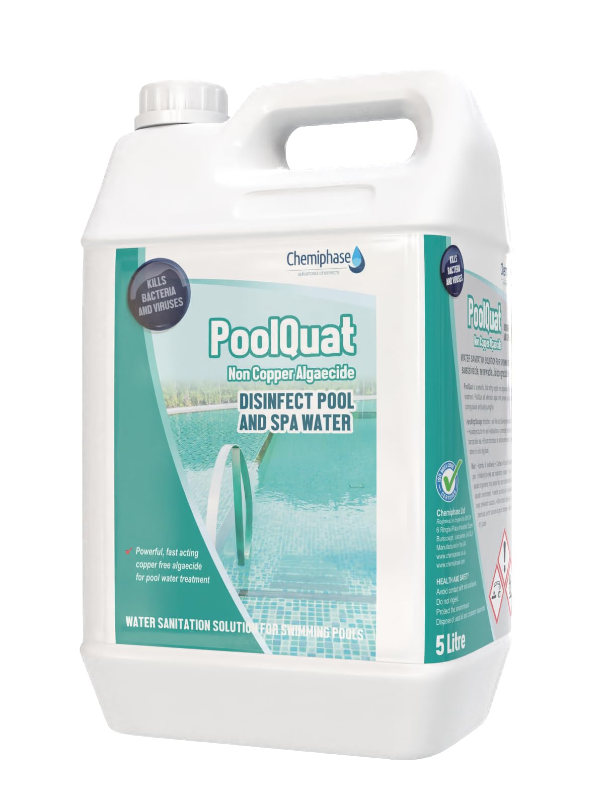 Chemiphase PoolQuat - Non Copper Pool Algaecide, Spa Algicide - 5 Litres