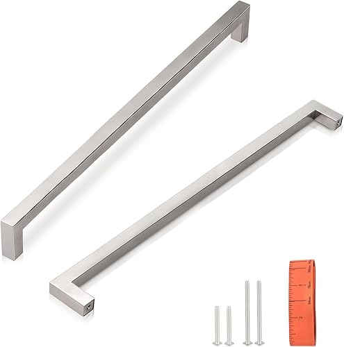 Miniatura 22 de Juego de manijas de puerta de acero inoxidable de 1/2 de ancho, esquinas cuadradas, para armario de cocina