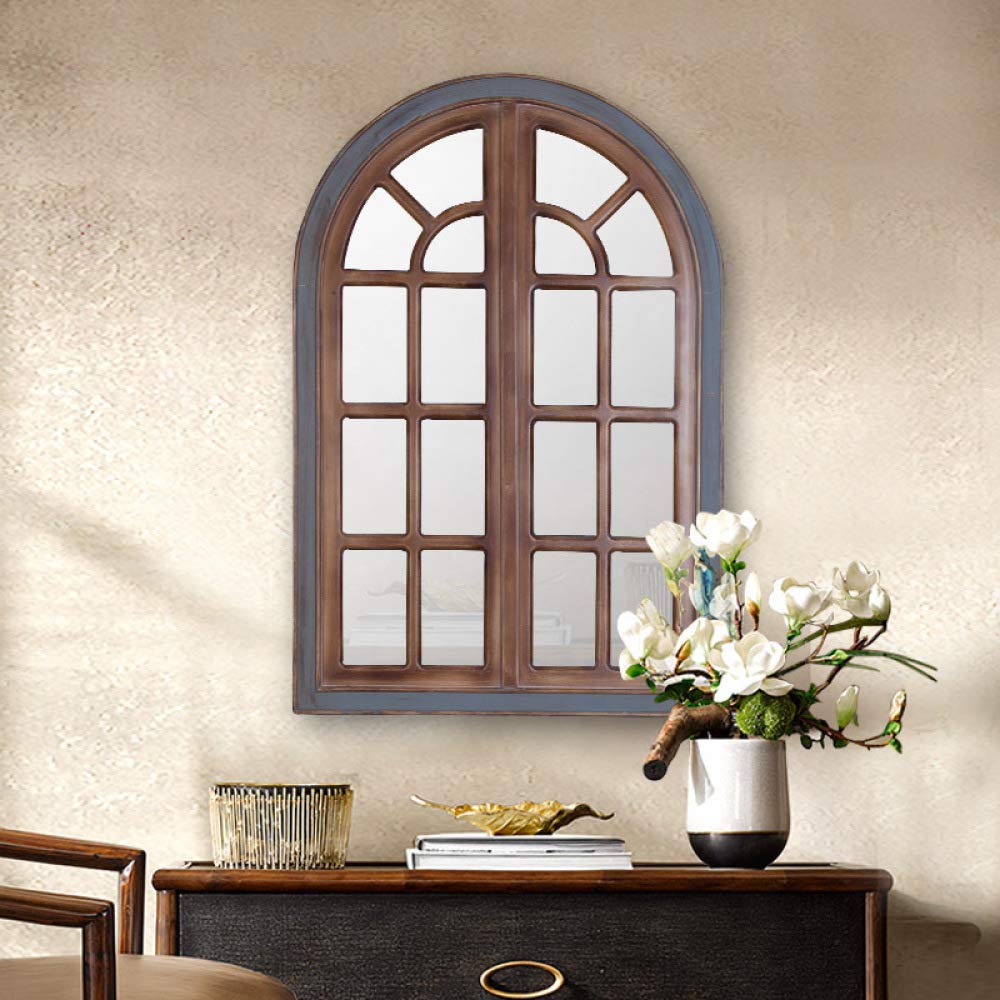 Amazon ビンテージアーチ窓ミラー木製フレームミラー 寝室 リビングルーム 廊下の壁の装飾 ミラー 鏡 オンライン通販