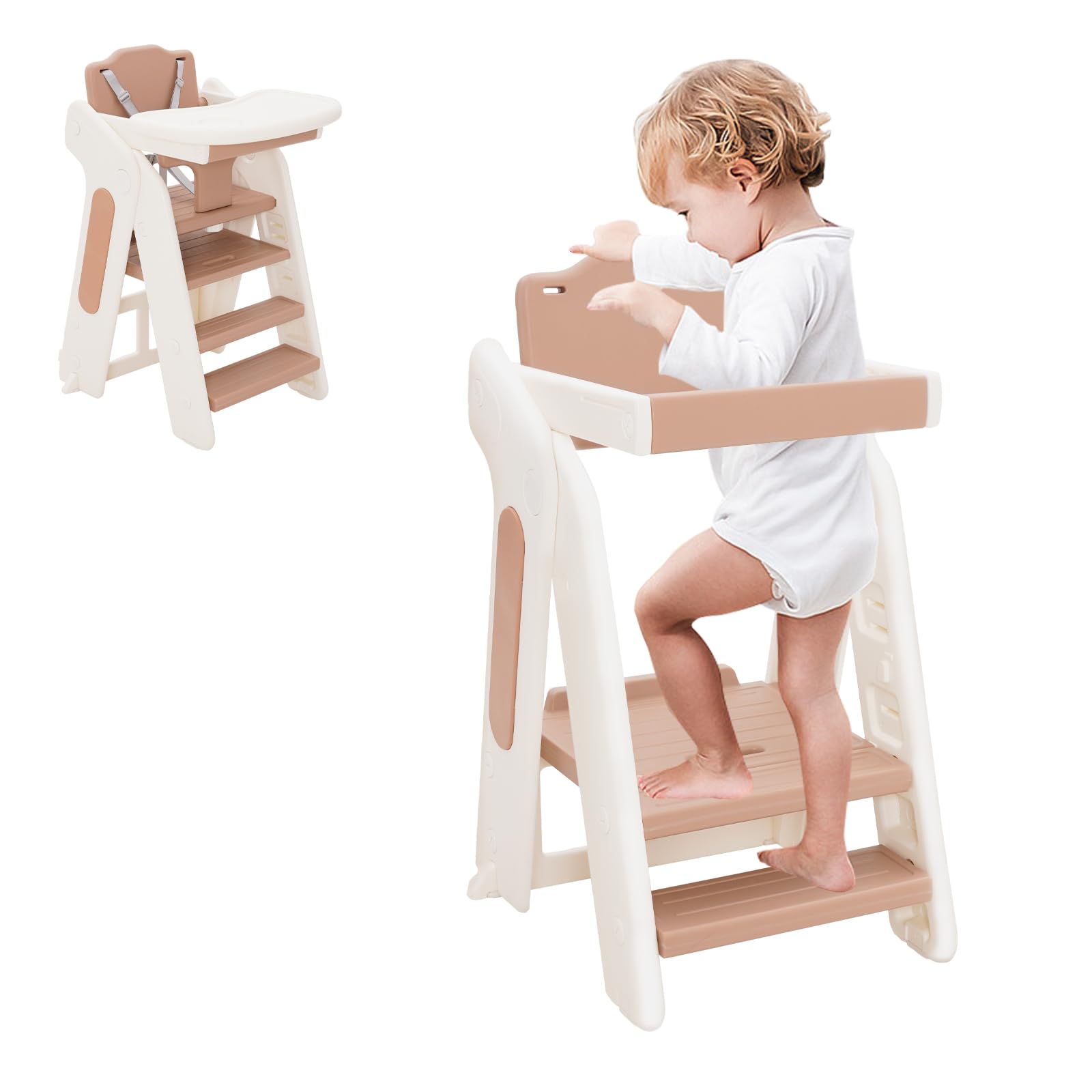 Foldable Kids Step Stool, Learning Tower with Adjustable Height